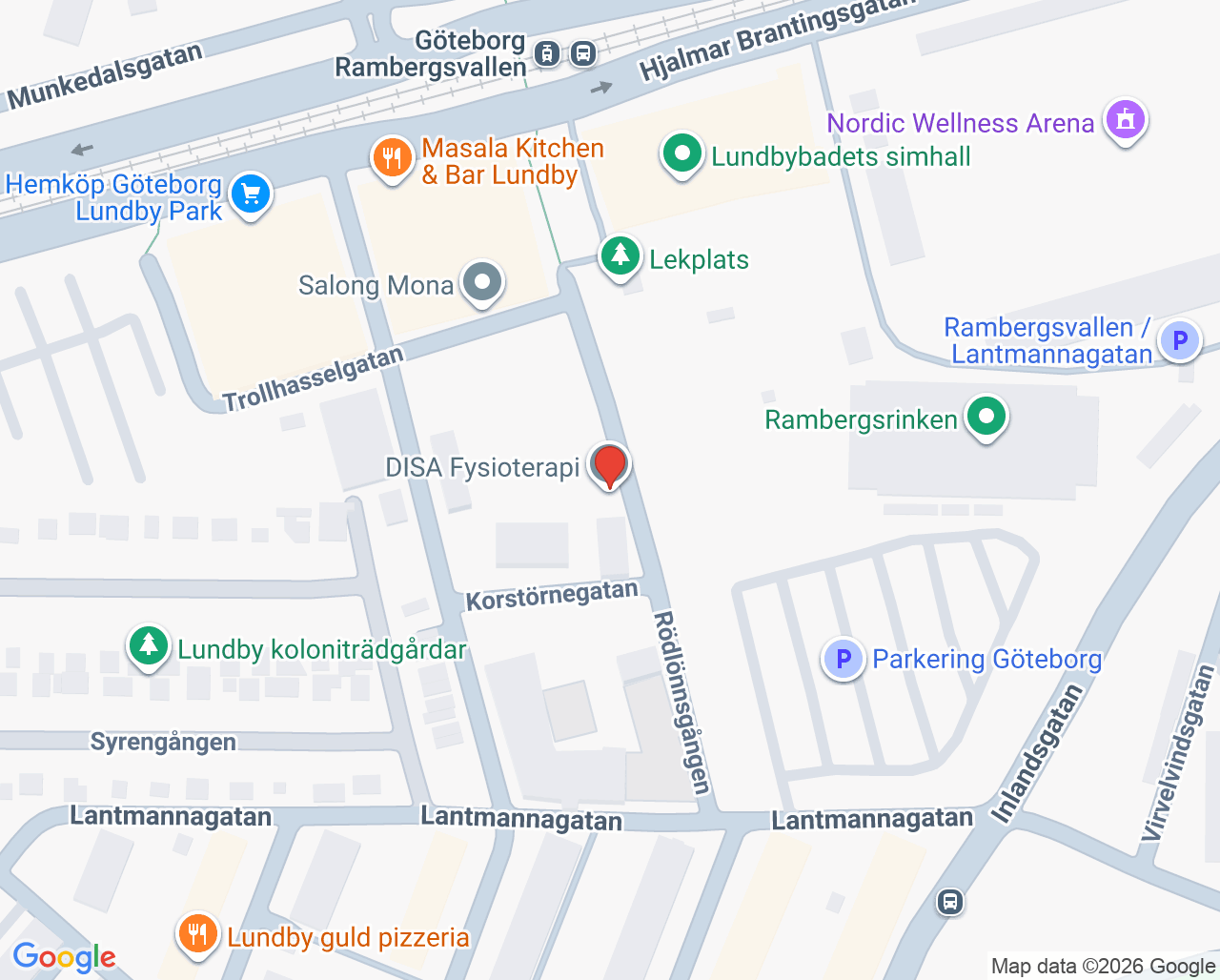 Karta till Physio Disa Sohila M., Göteborg
