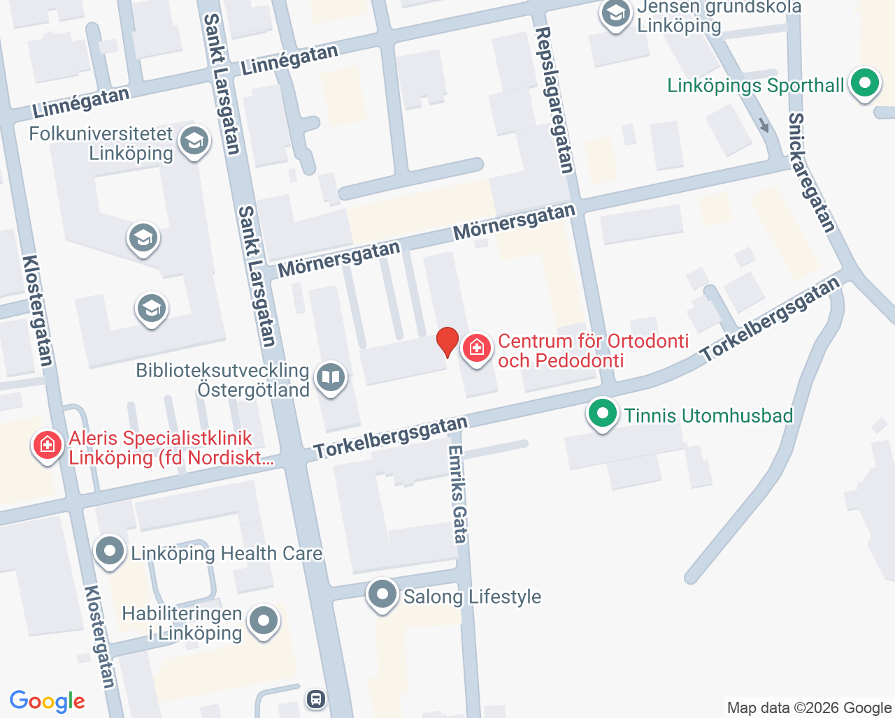 Karta till Centrum för Ortodonti/Pedodonti Linköping, Folktandvården