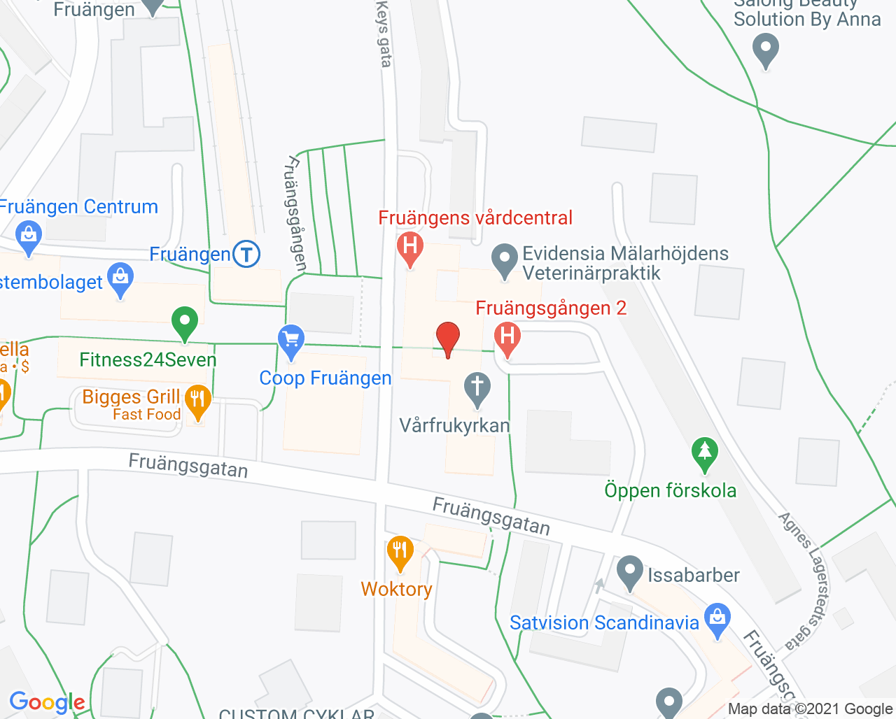 Karta till Sant Elias Klinik, Gynekologisk mottagning