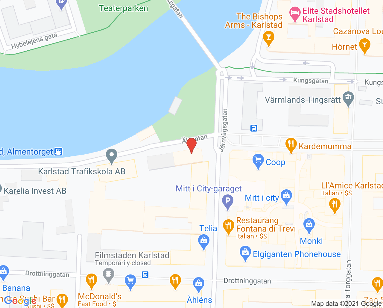Karta till Residenspraktiken Tandläkare Oskar Sundqvist, Karlstad