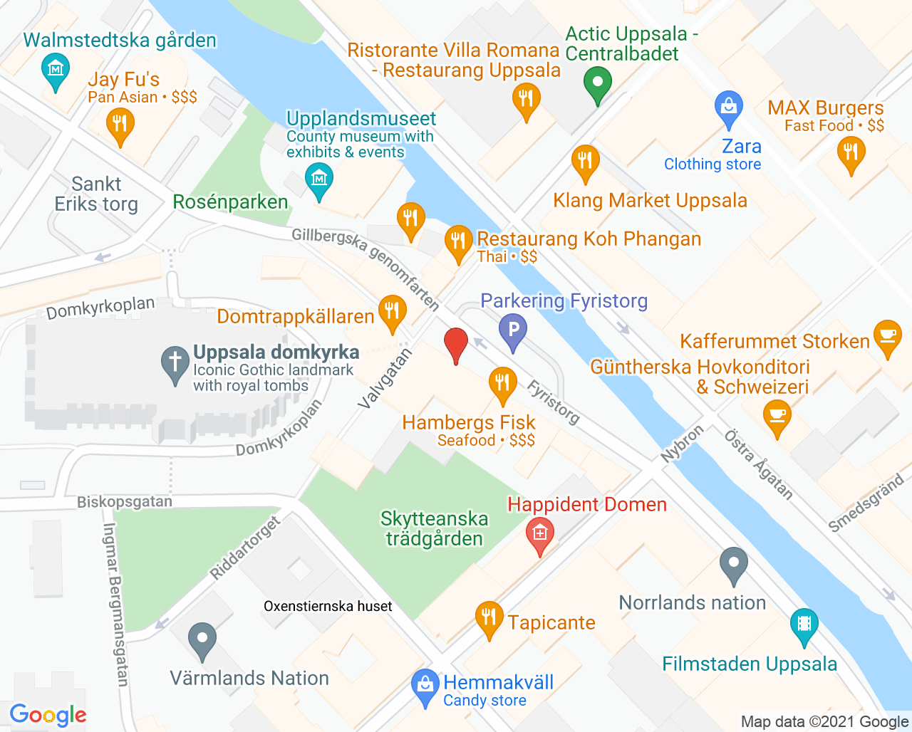 Karta till Limbra Uppsala Fyristorg