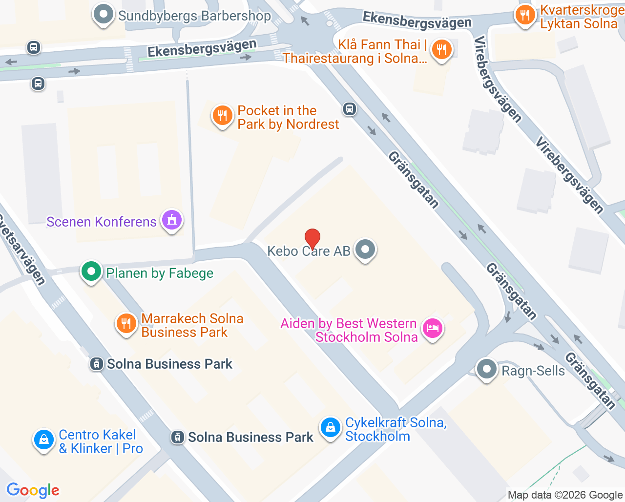 Karta till Solna-Sundbybergs beroendemottagning, Beroendecentrum Stockholm