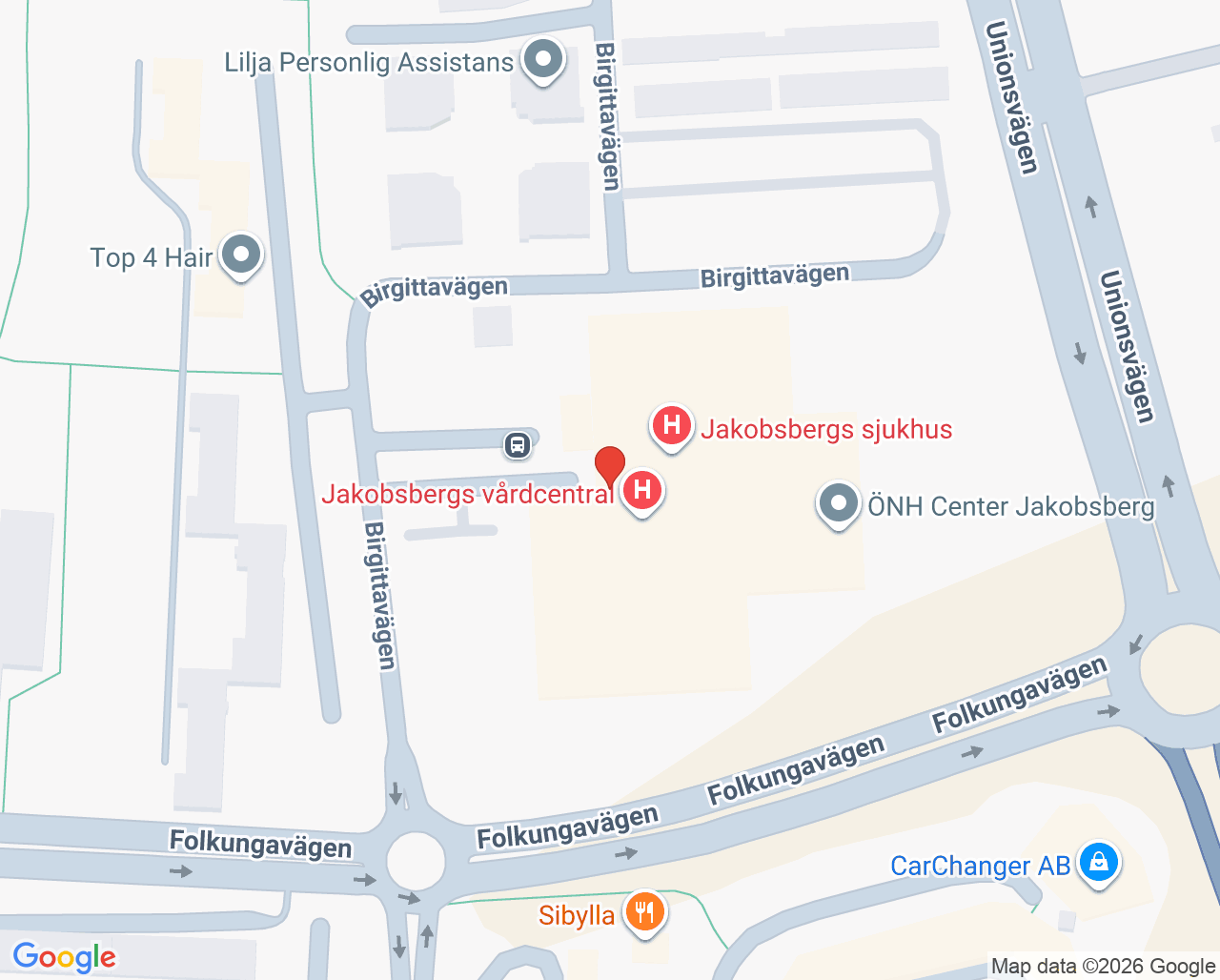 Karta till Acudoc Fysiologlab, Järfälla
