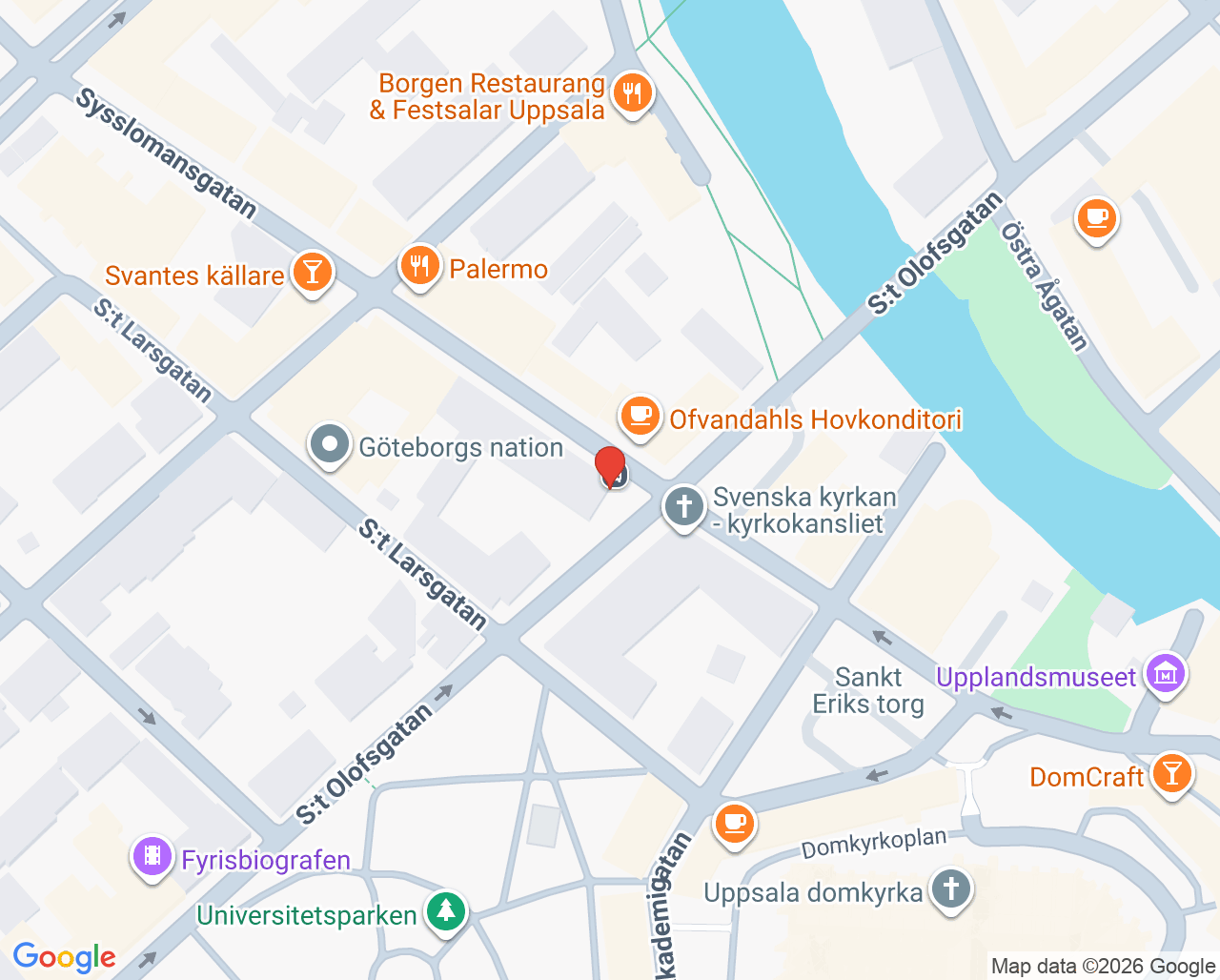 Karta till Synsam Uppsala Sysslomansgatan