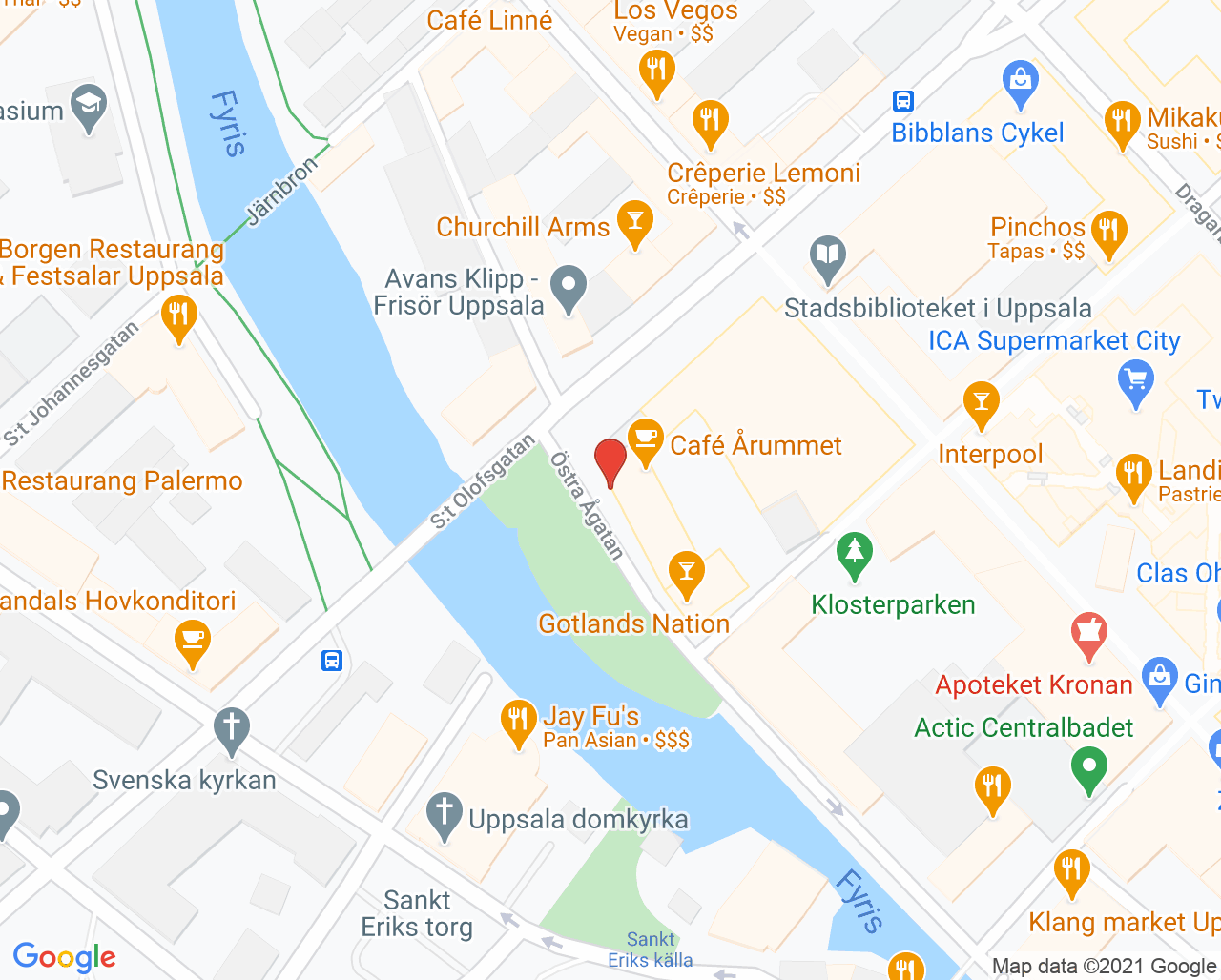 Karta till Carolinamottagningen, Uppsala