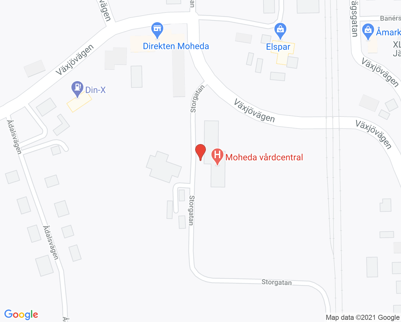 Karta till Vårdcentralen Moheda, Moheda