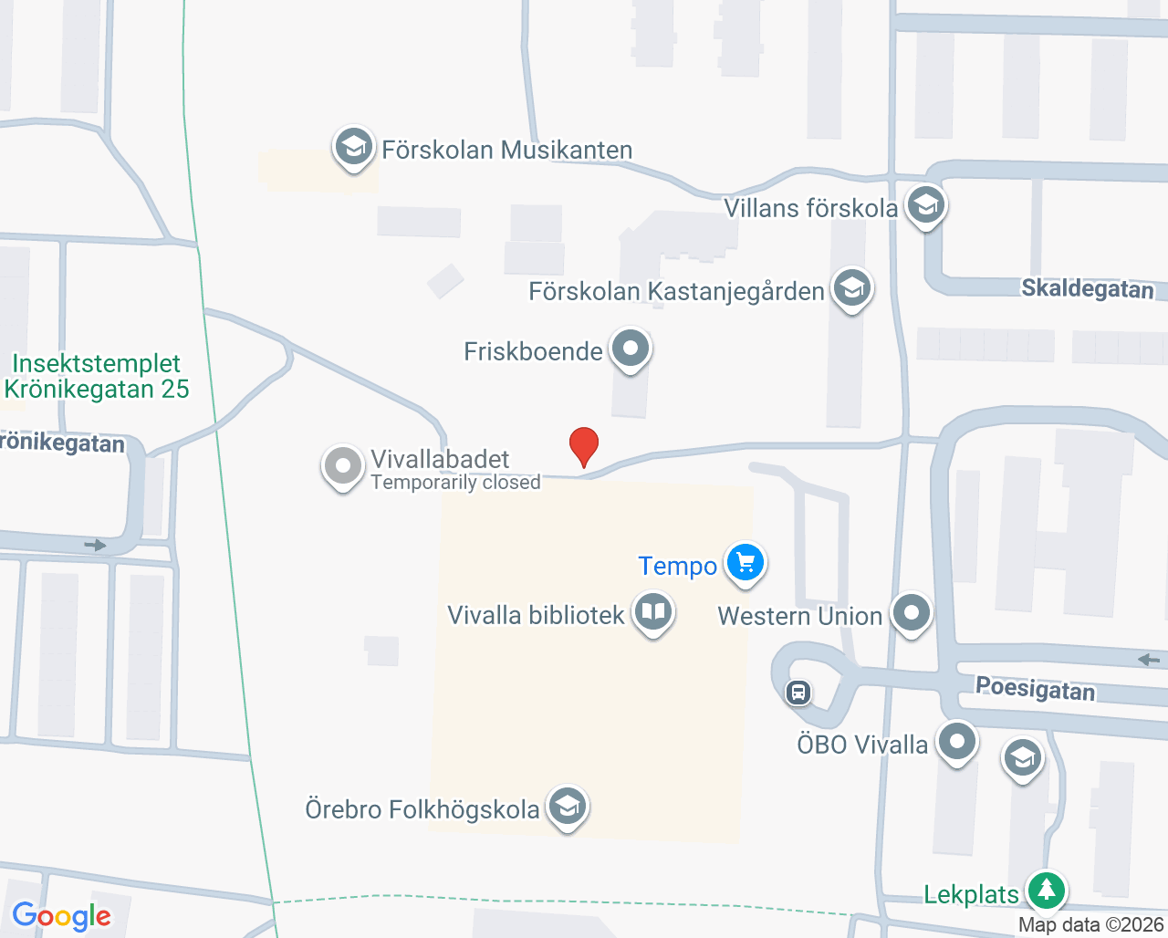 Karta till Folktandvården Wivallius, Örebro