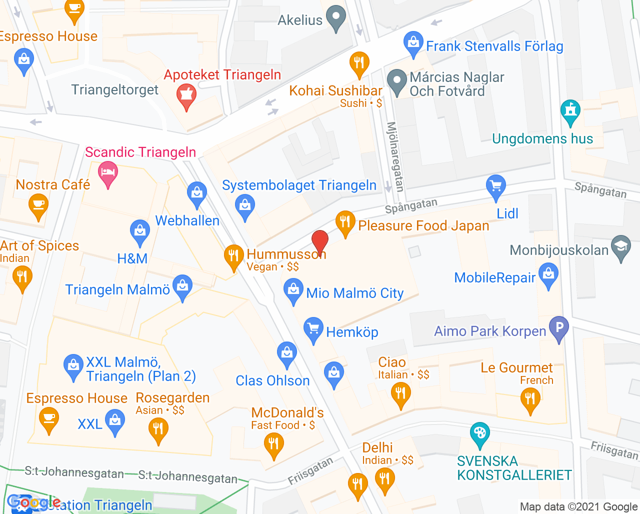 Karta till Kry BVC Triangeln, Malmö