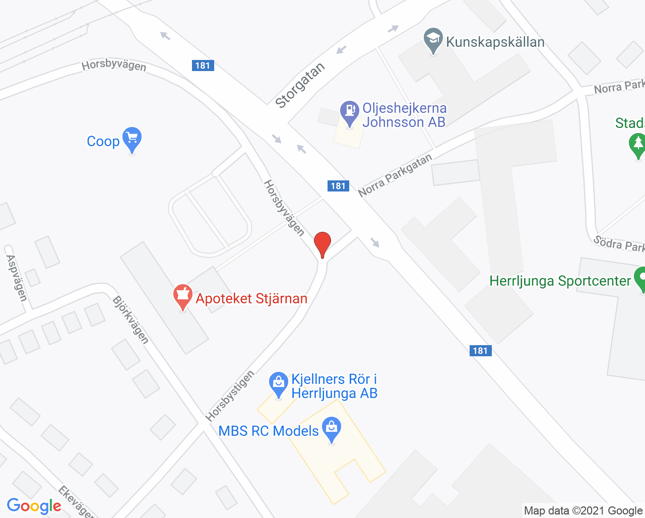 Karta till Närhälsan Herrljunga rehabmottagning, Herrljunga