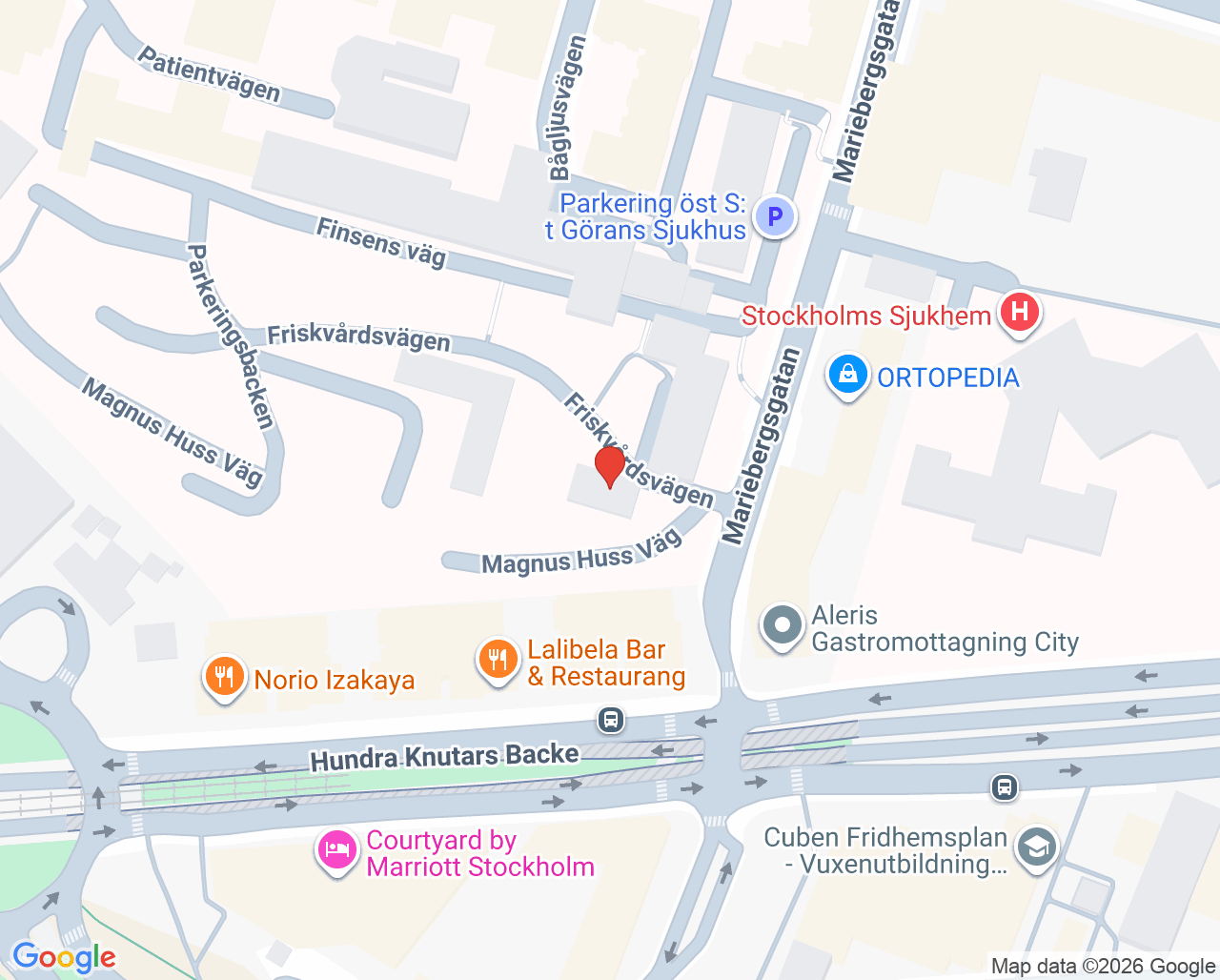 Karta till Meliva Gyn Läkarvillan, Kungsholmen