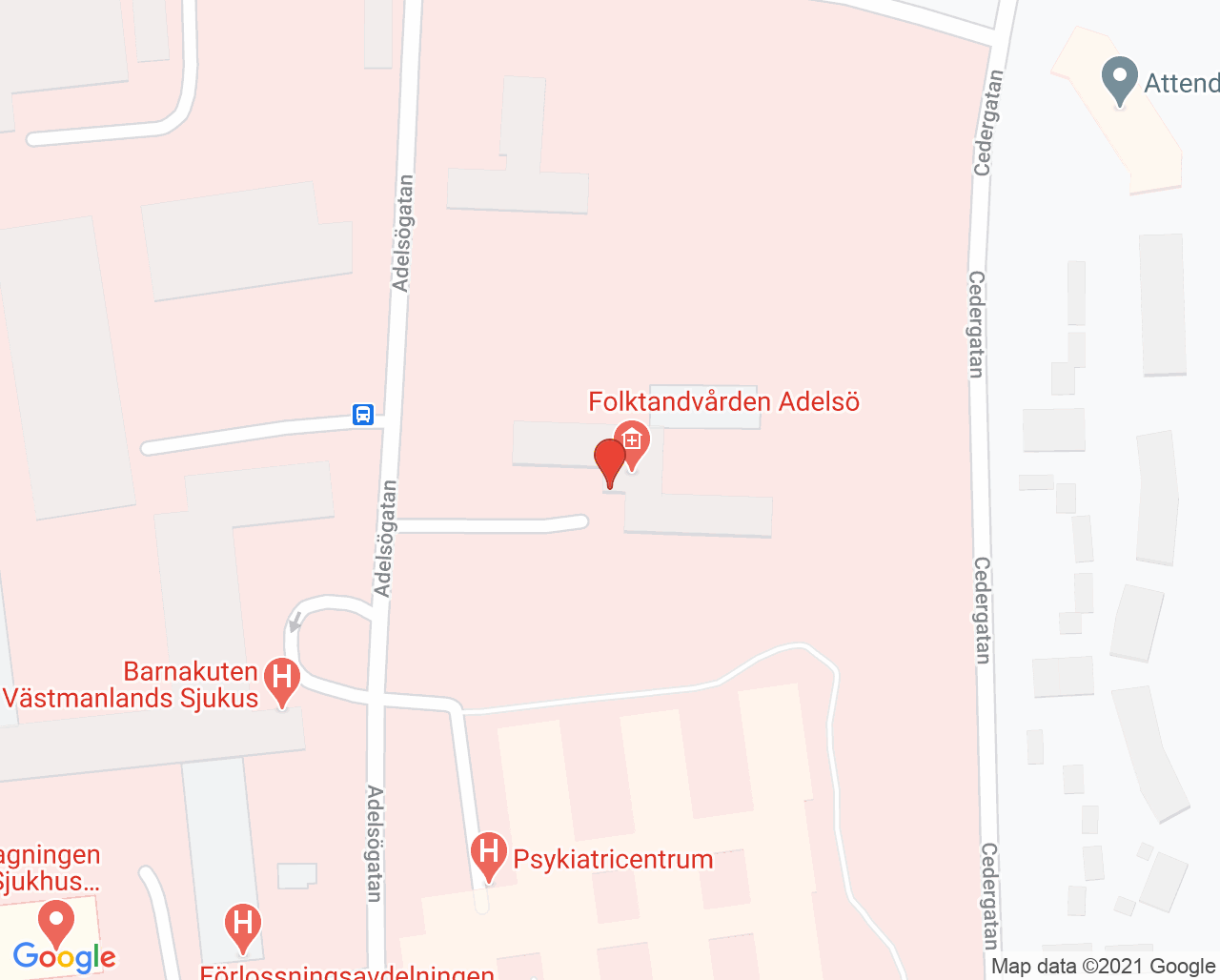 Karta till Käkkirurgi, Västerås