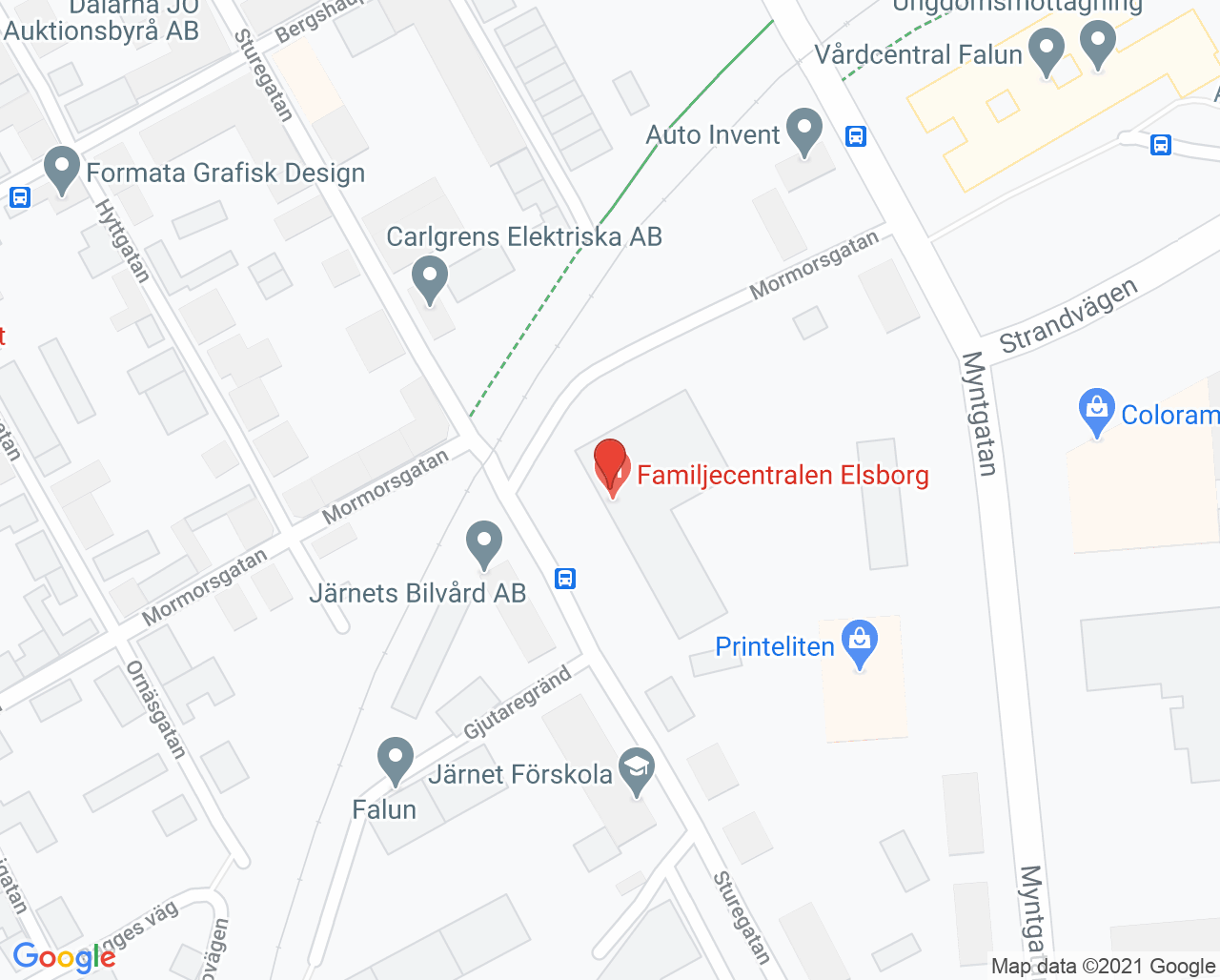 Karta till Familjecentral Elsborg