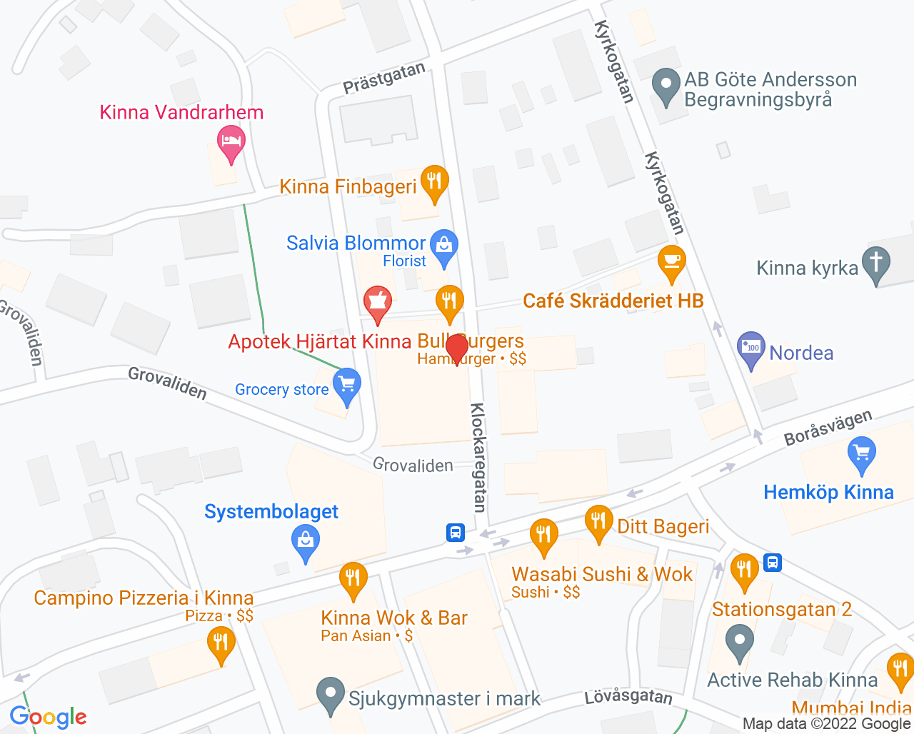 Karta till Tandläkare Lena Raunavaara, Kinna