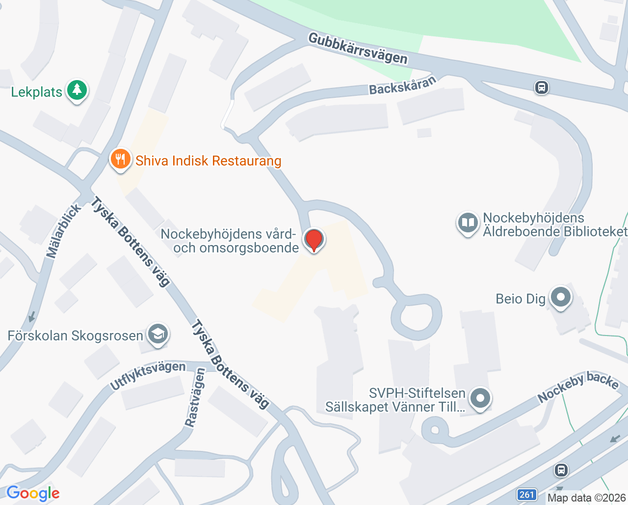 Karta till Capio Vårdcentral Nockebyhöjden, Bromma