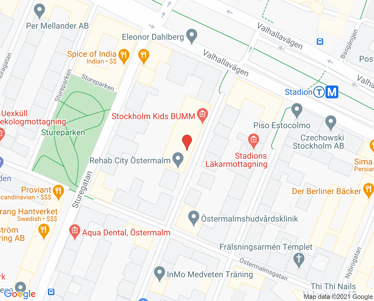 Karta till Östermalms Specialistläkare - Stefan Hanson