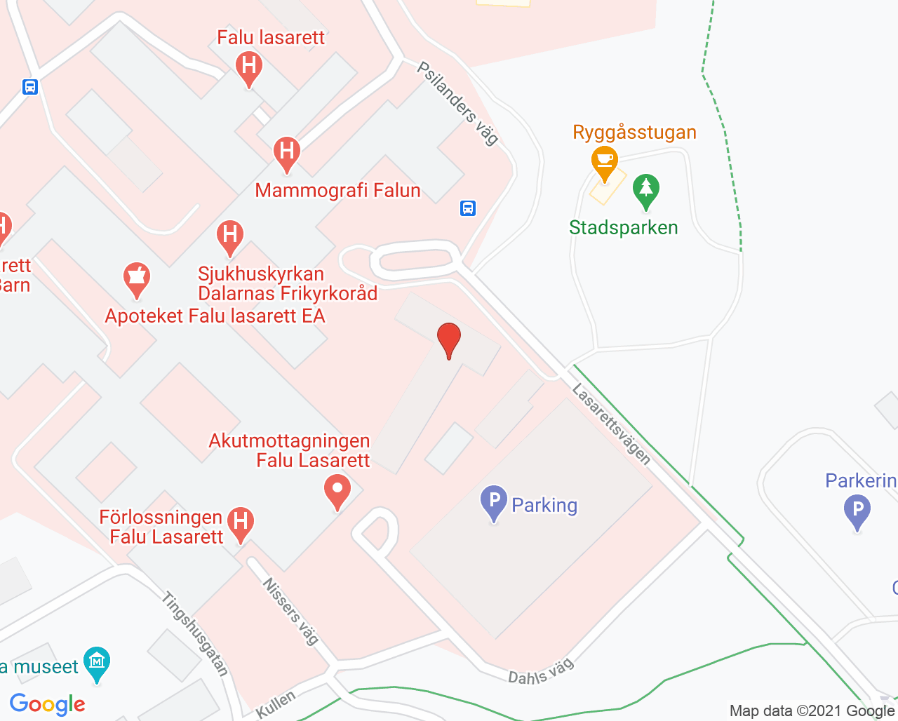 Karta till STI-mottagning Hudsjukvård Falun