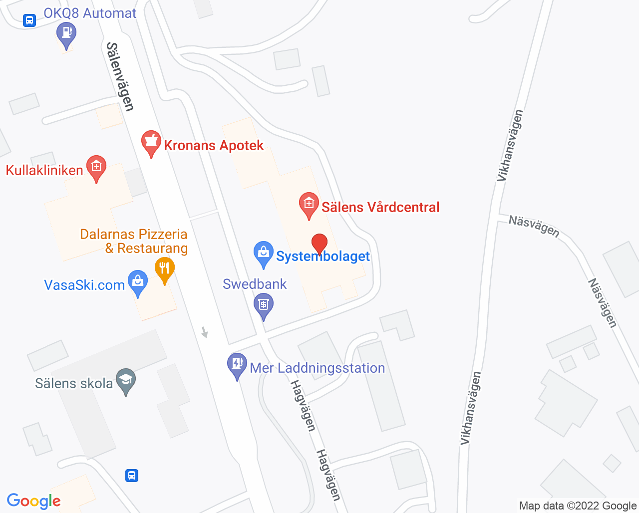 Karta till Primärvårdsrehabilitering Sälen