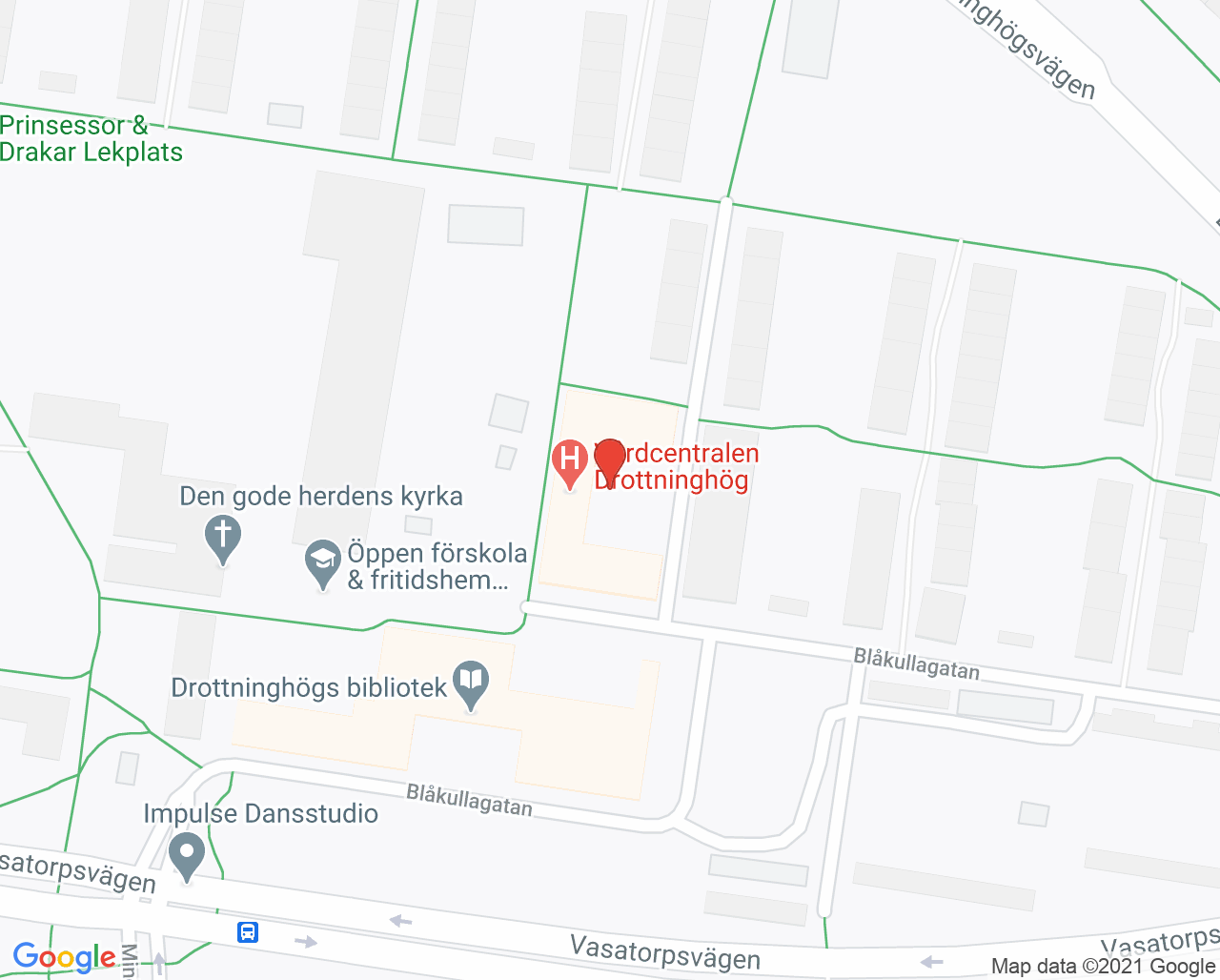 Karta till Vårdcentralen Drottninghög