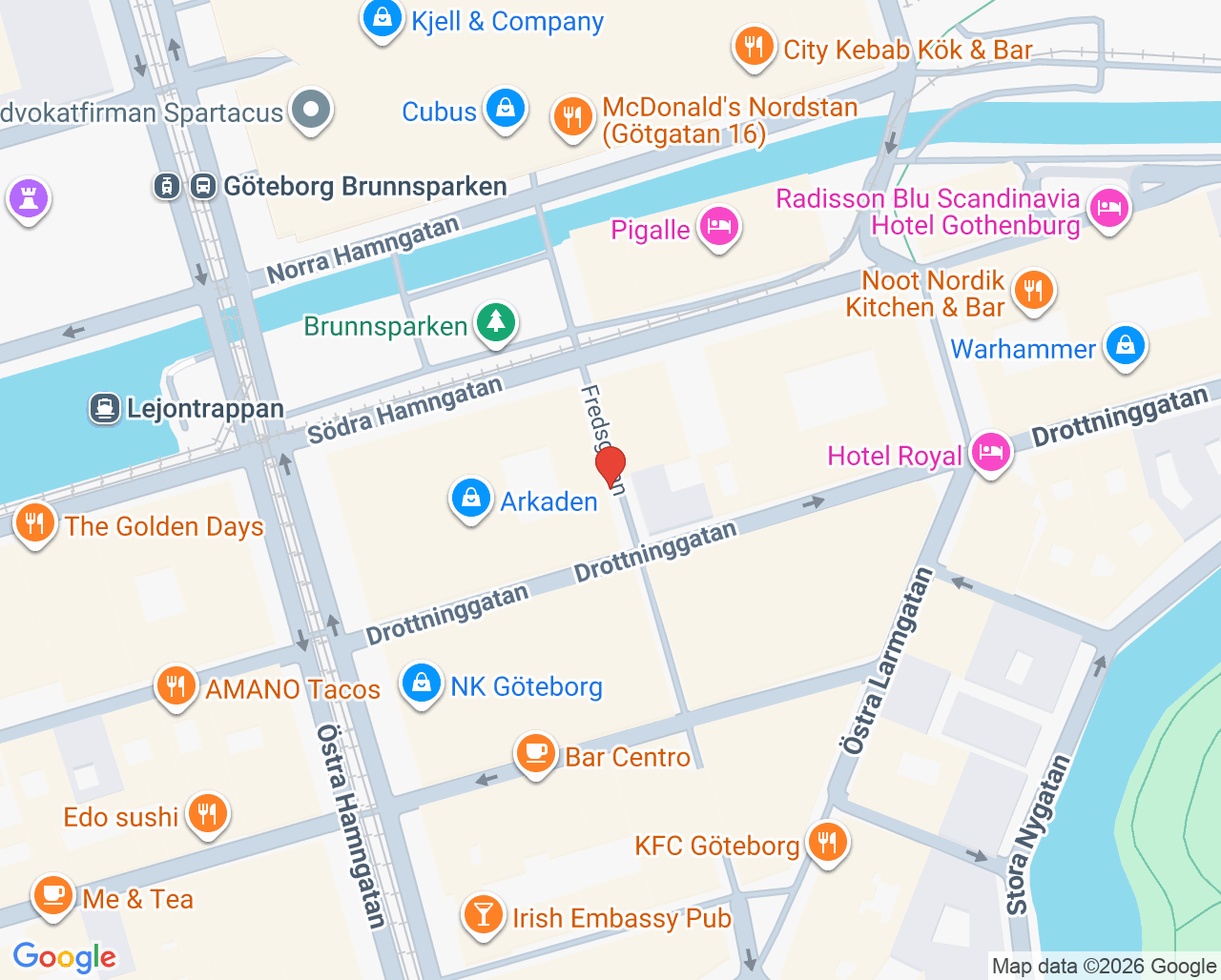 Karta till Fredsgatans Tandvård, Göteborg