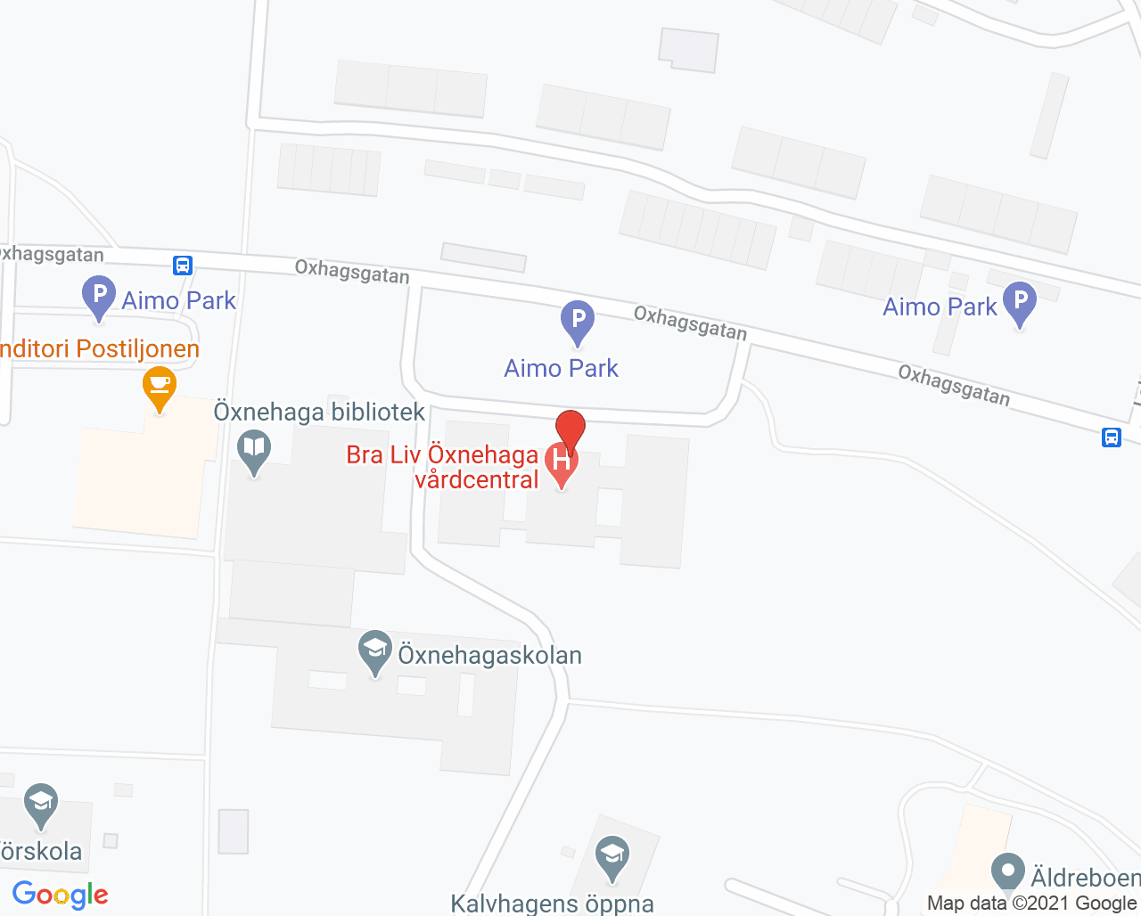 Karta till Kvinnohälsovården Öxnehaga Huskvarna