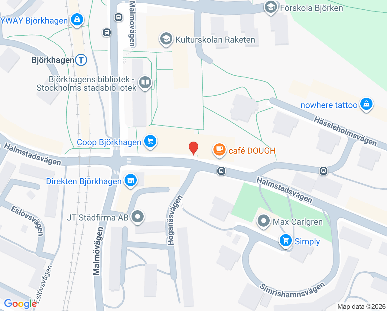 Karta till Björkhagens husläkarmottagning