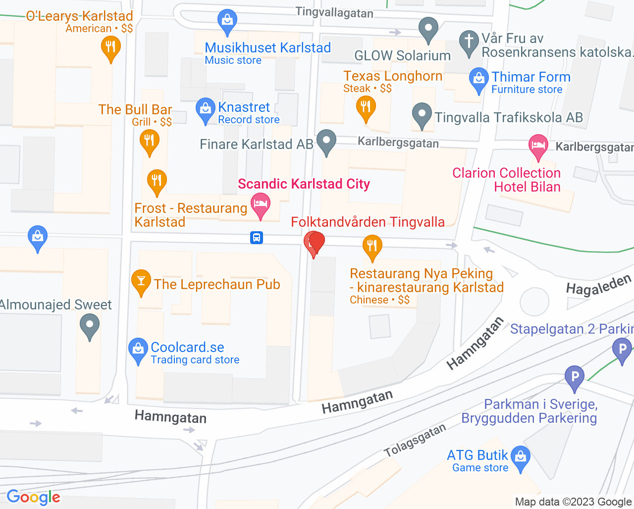 Karta till Folktandvården Tingvalla, Karlstad