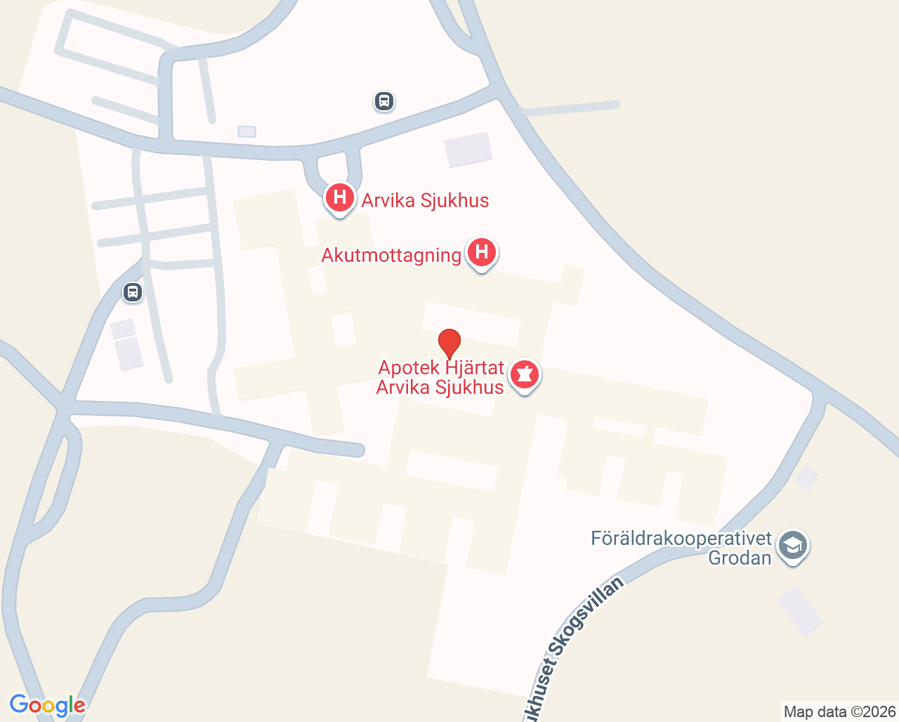 Karta till Hörselvården Sjukhuset Arvika