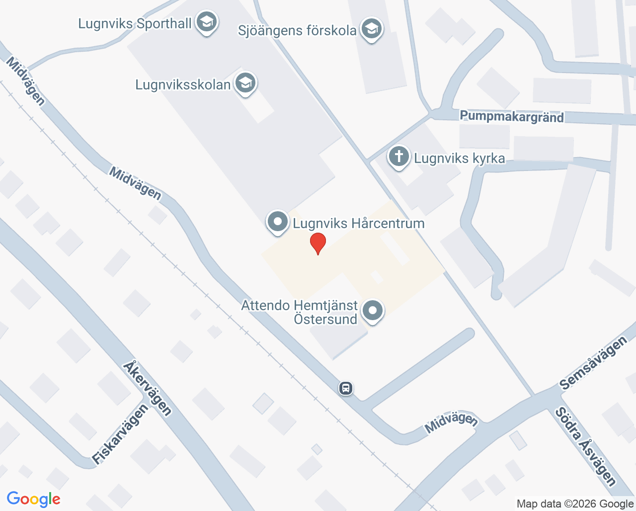 Karta till Lugnviks hälsocentral, Östersund
