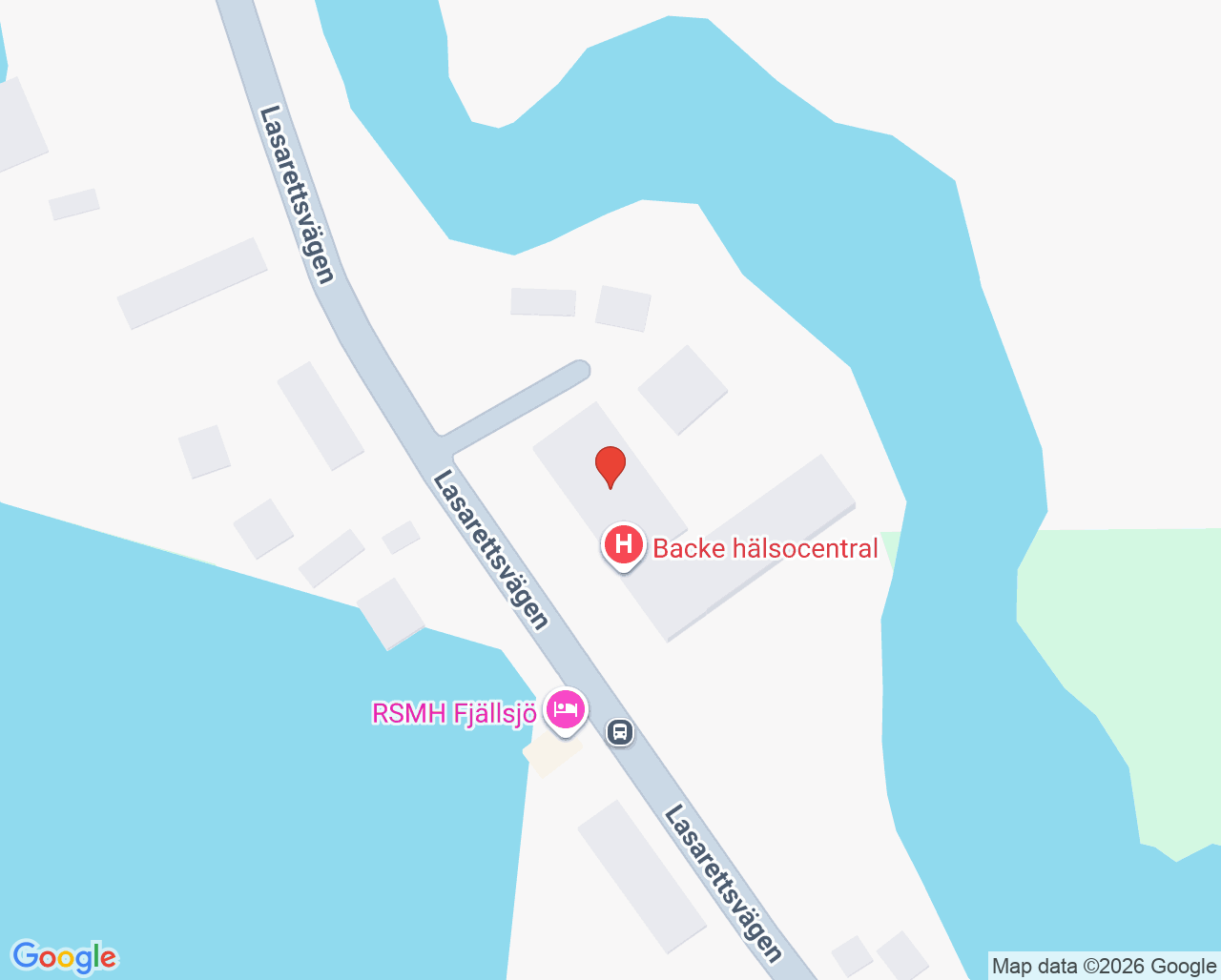 Karta till Backe hälsocentral