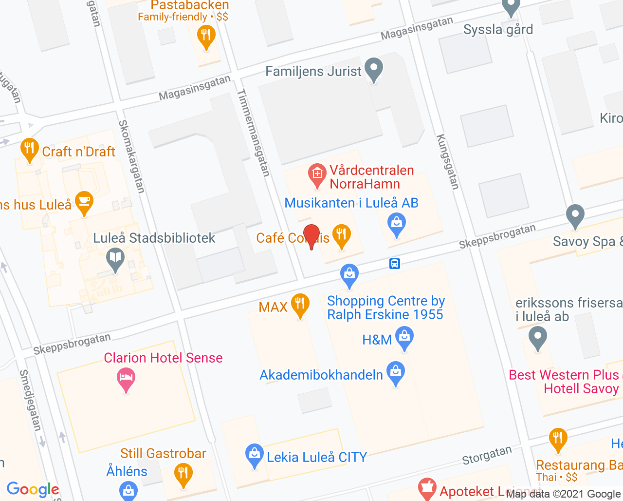 Karta till Cellprovtagning Barnmorskemottagningen Vårdcentralen NorraHamn