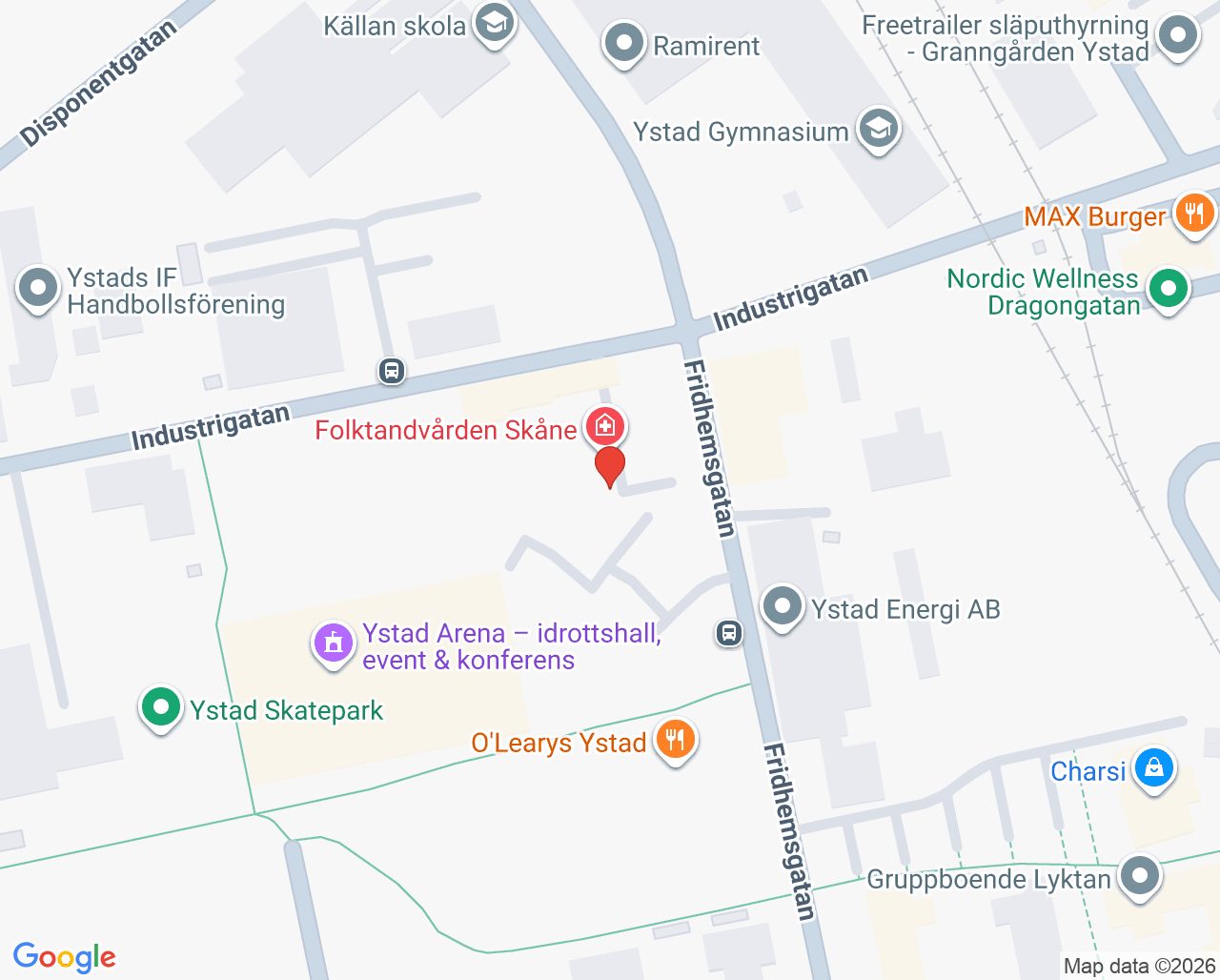 Karta till Ystad, Folktandvården Skåne AB