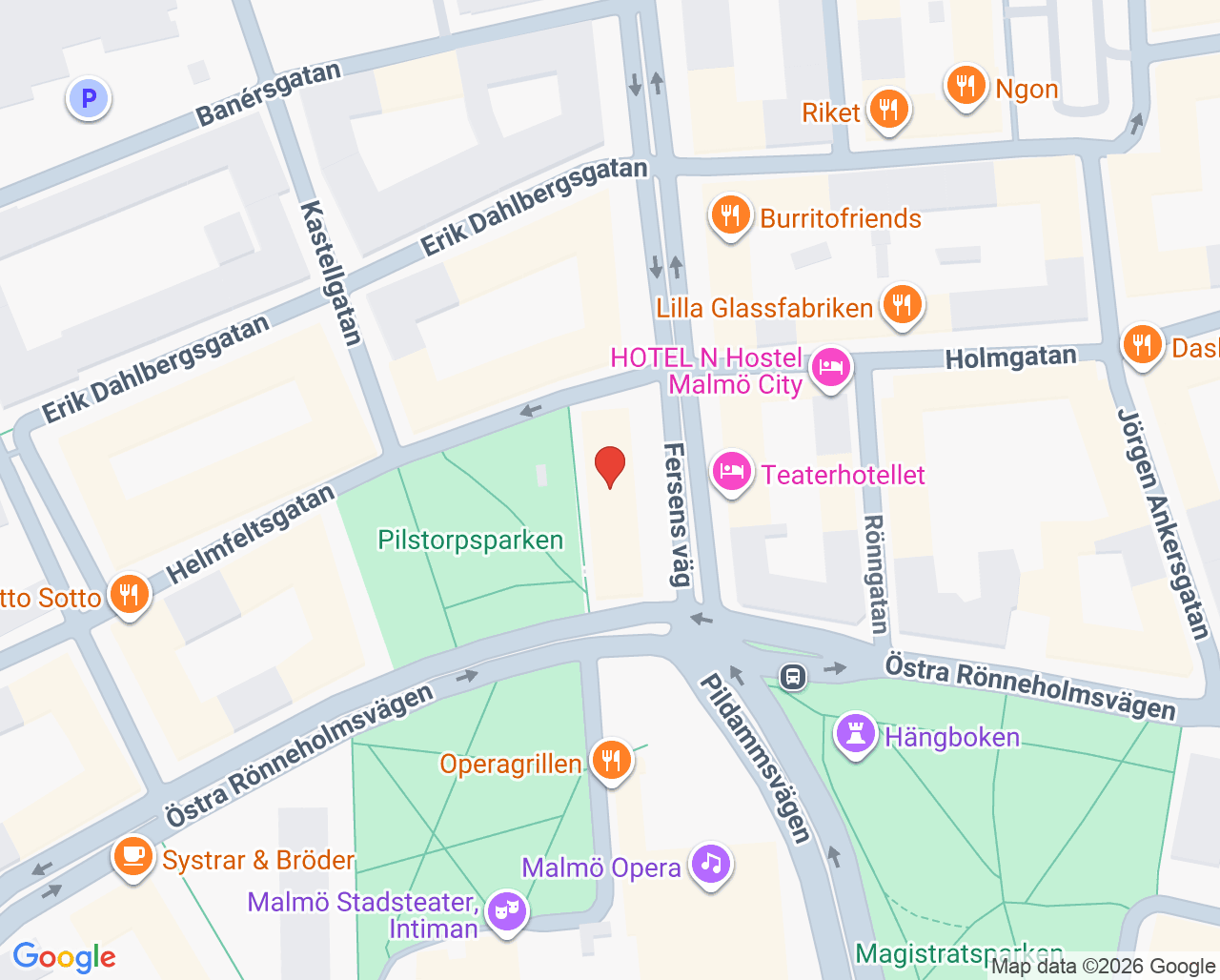 Karta till Beatrice Wolf Psykologbyrå, Malmö