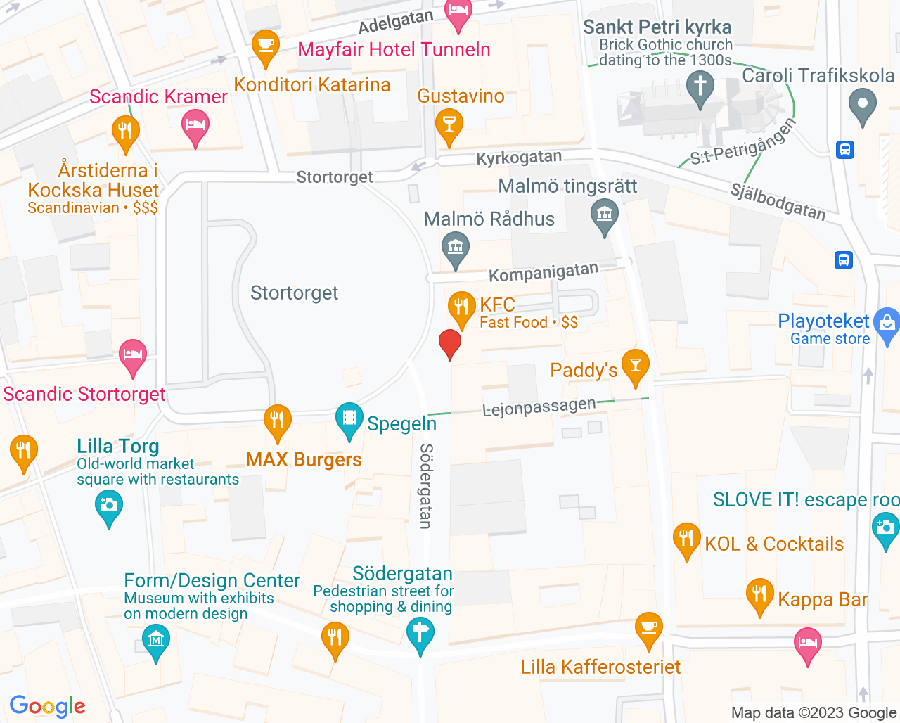 Karta till Zara Mandl Psykoterapi, Malmö