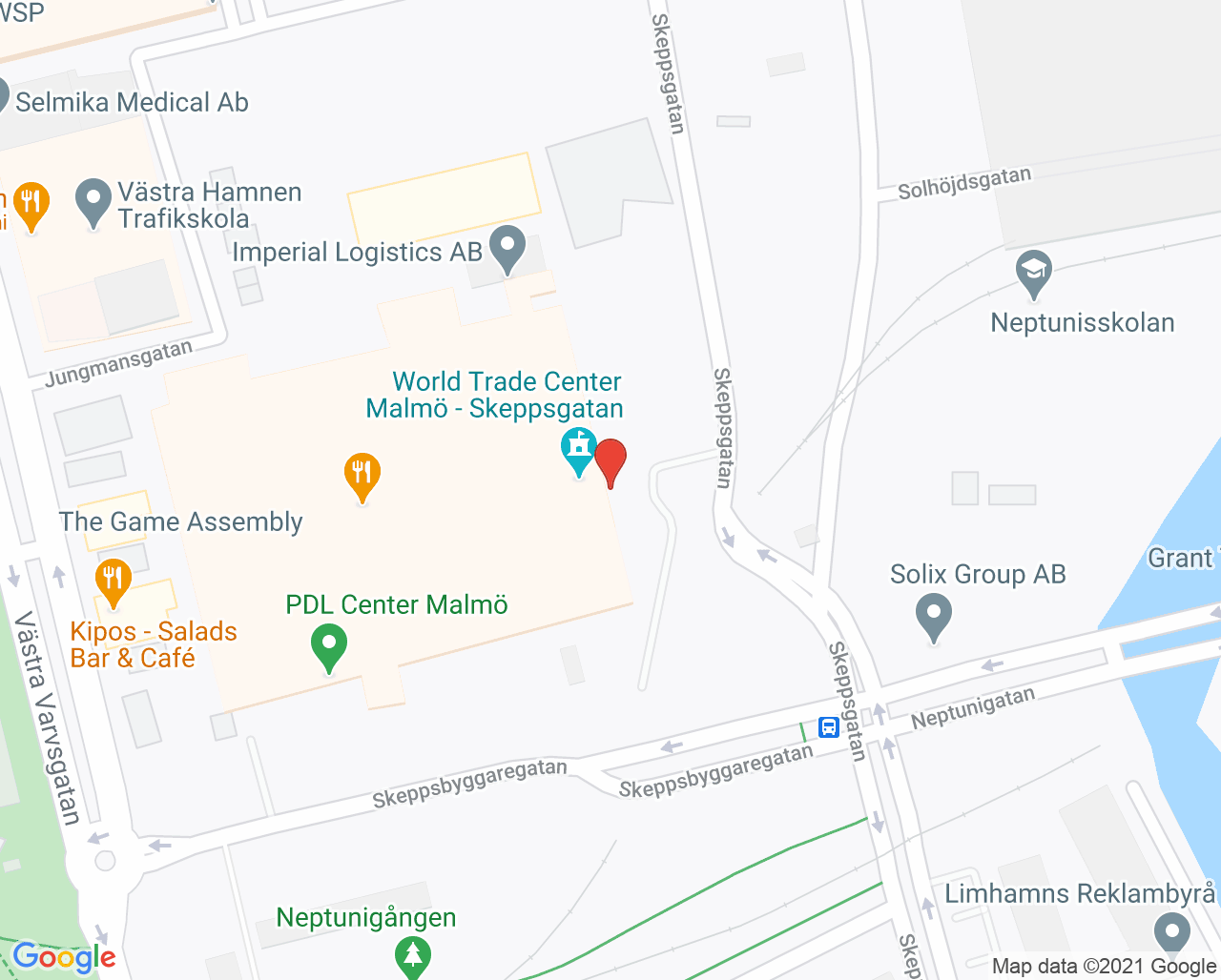 Karta till Kulan WTC, Malmö