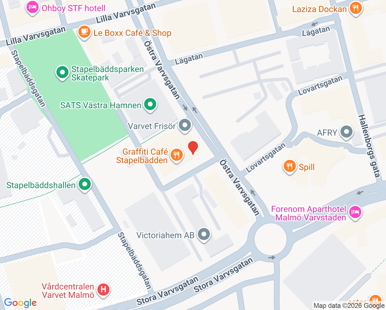 Karta till Psykoterapimottagning Vexla Psykologi Malmö