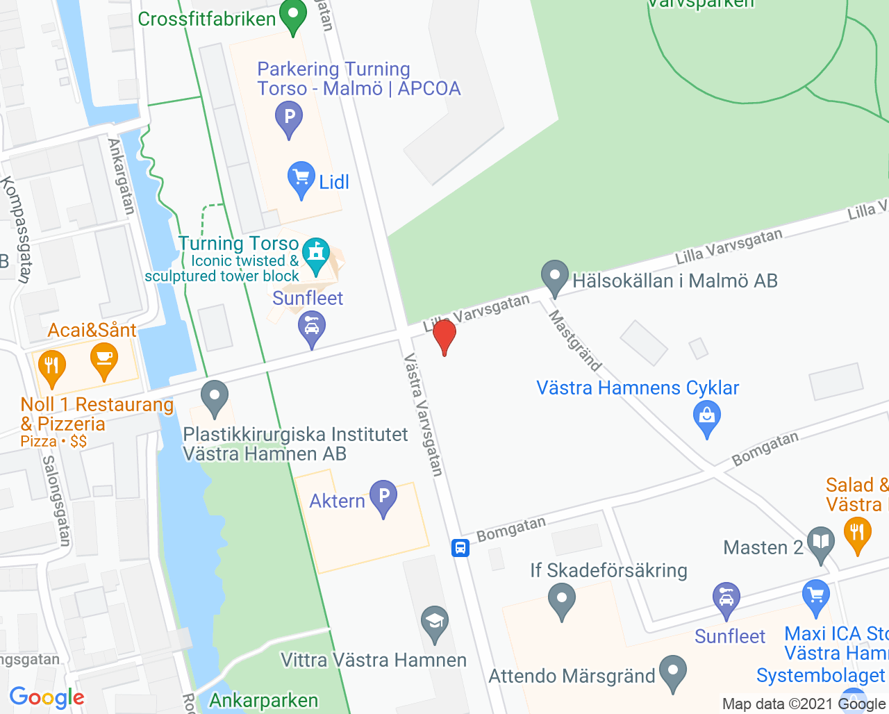 Karta till Deviis Psykologmottagning, Malmö