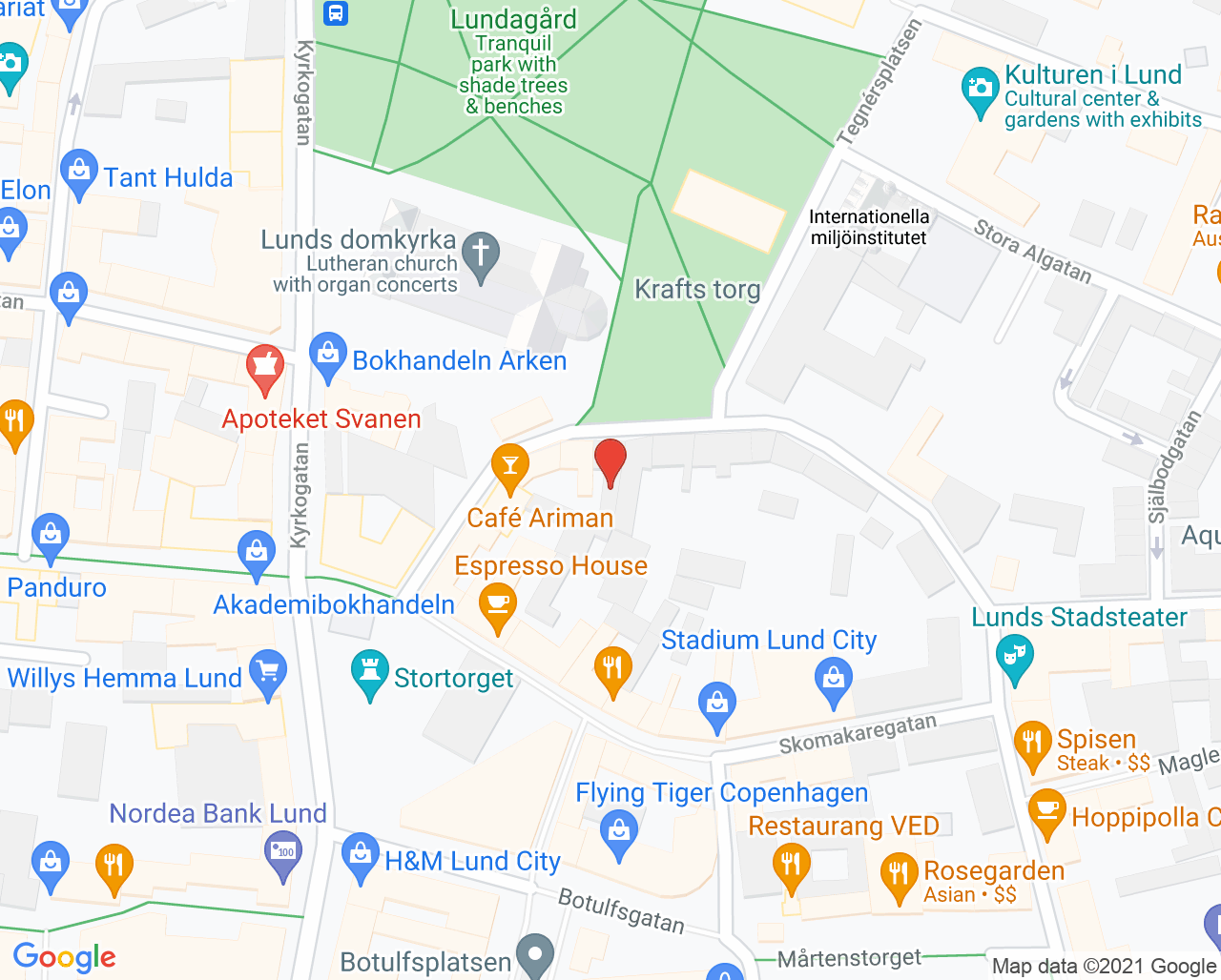 Karta till Katharina Tyrberg Psykoterapi AB, Lund