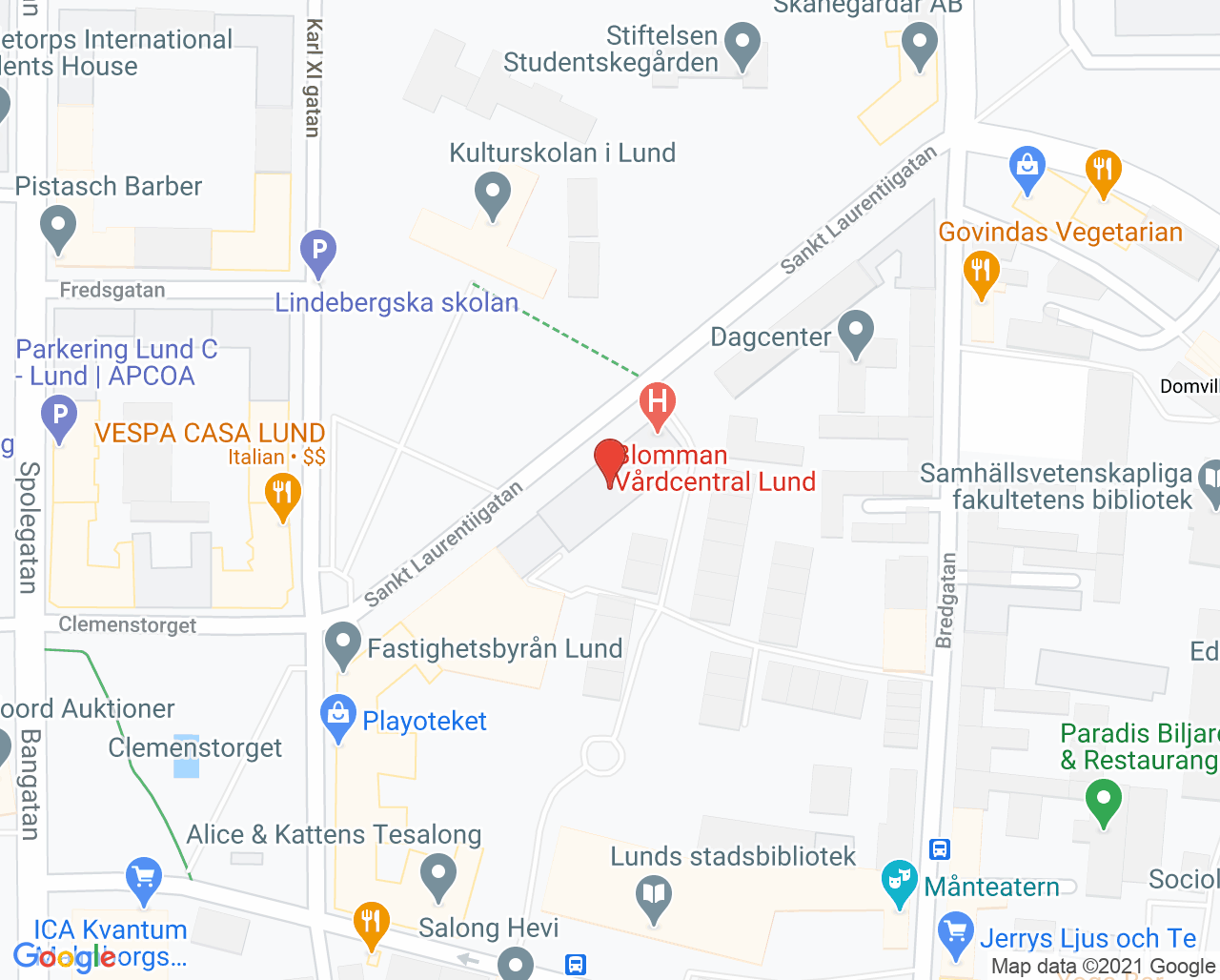 Karta till Vimera Vårdgaranti Lund, Lund