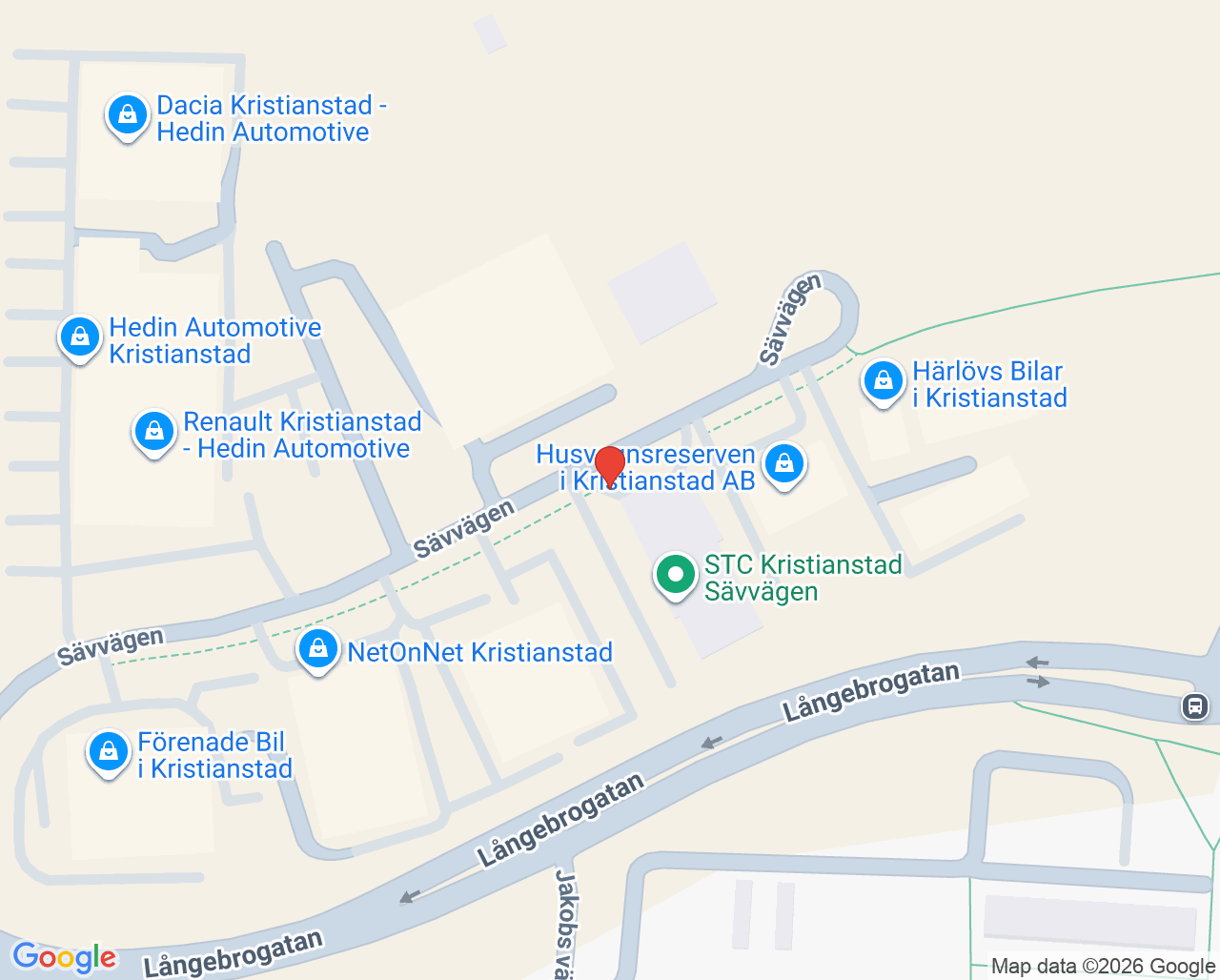Karta till Fysio Wellness Helene Svensson Fysioterapi, Kristianstad