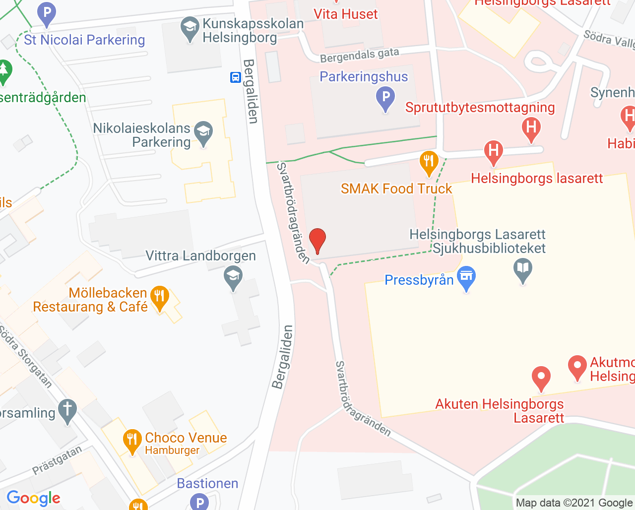 Karta till Hudmottagning sexuell hälsa Helsingborg