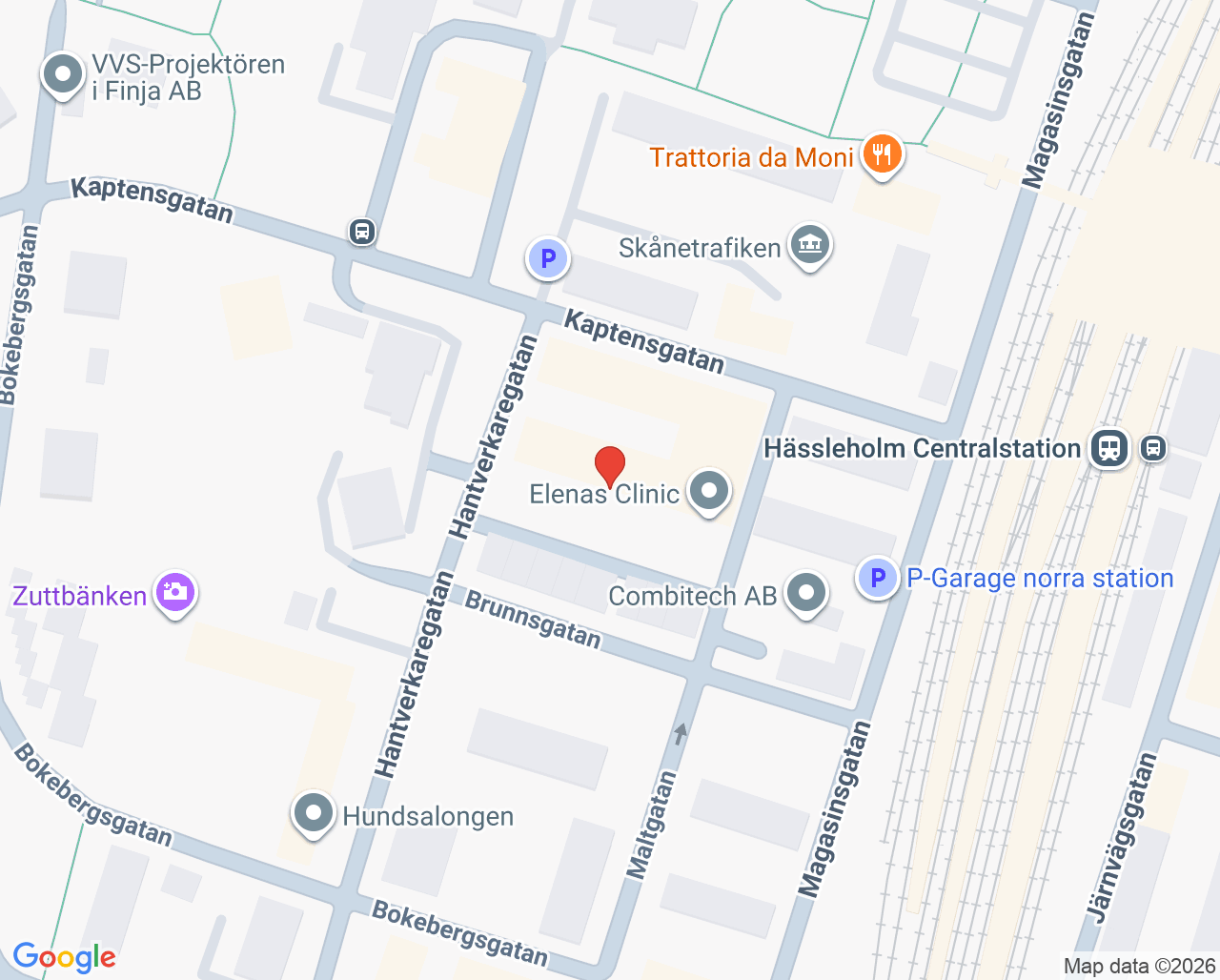 Karta till Psykoterapimottagning MetaKBT Hässleholm