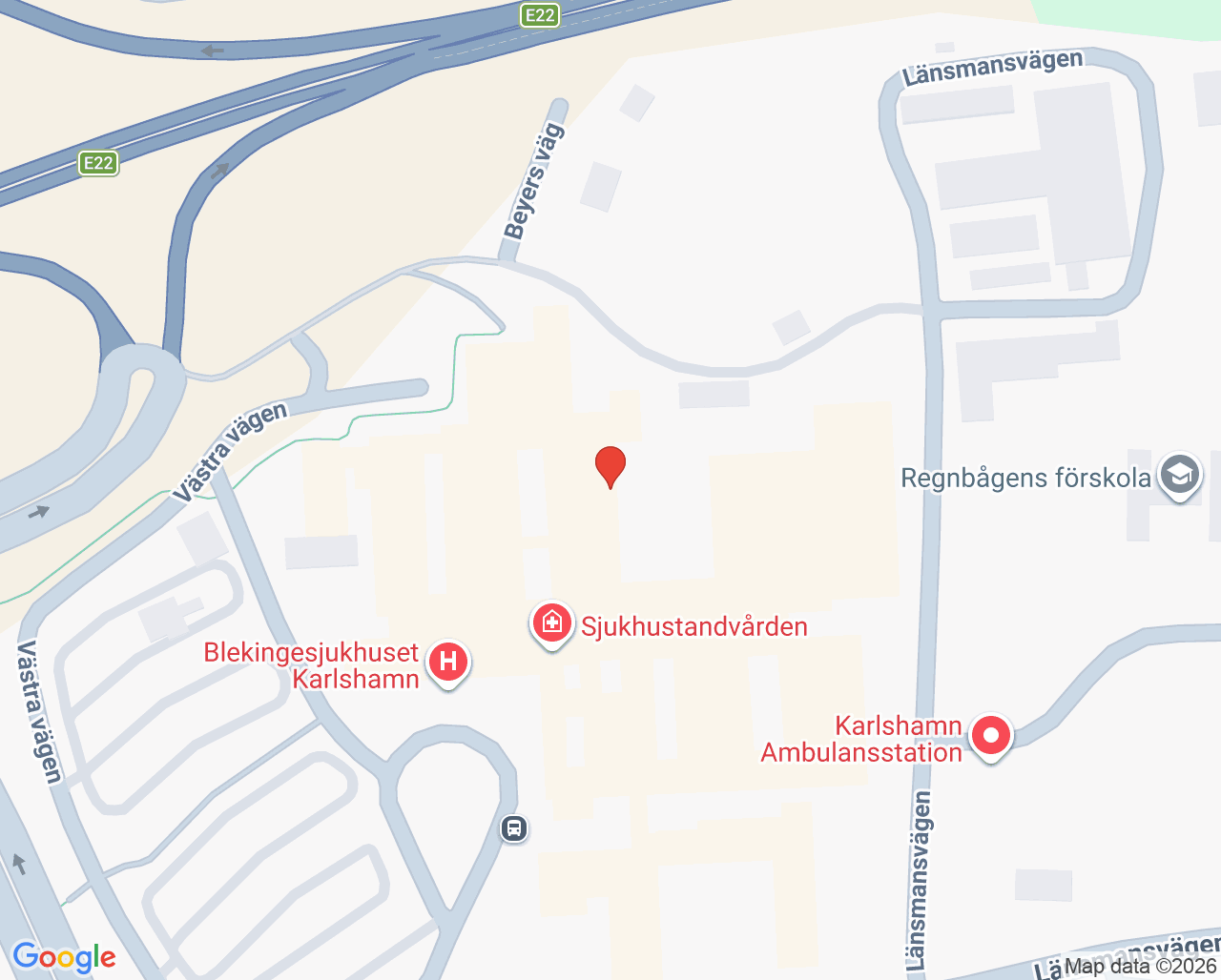 Karta till Njurcentrum Karlshamn