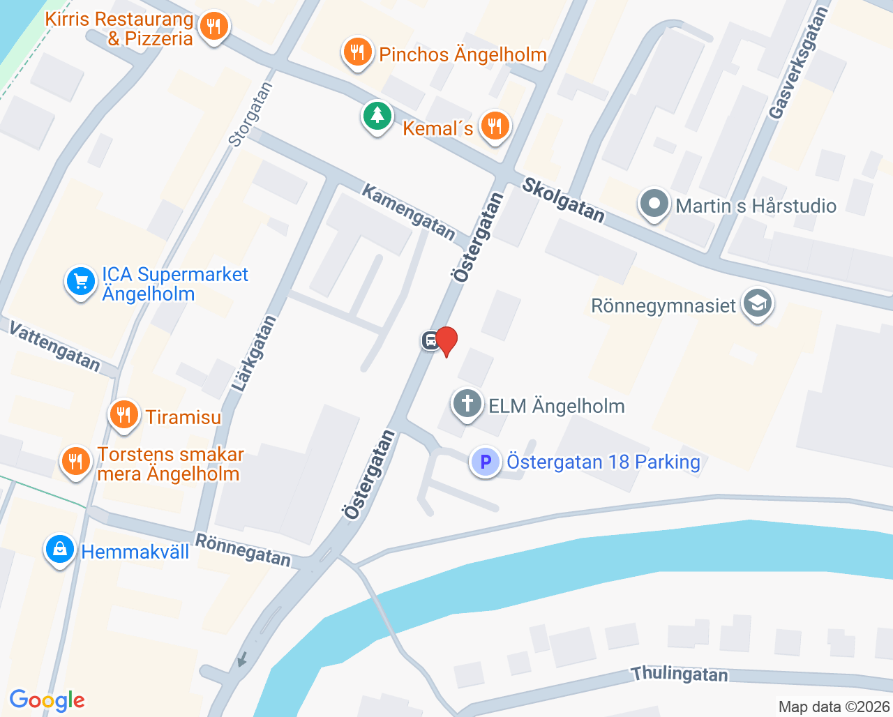 Karta till Psykoterapimottagningen i Kulla-Bjärebygden Jessica Rundquist, Ängelholm