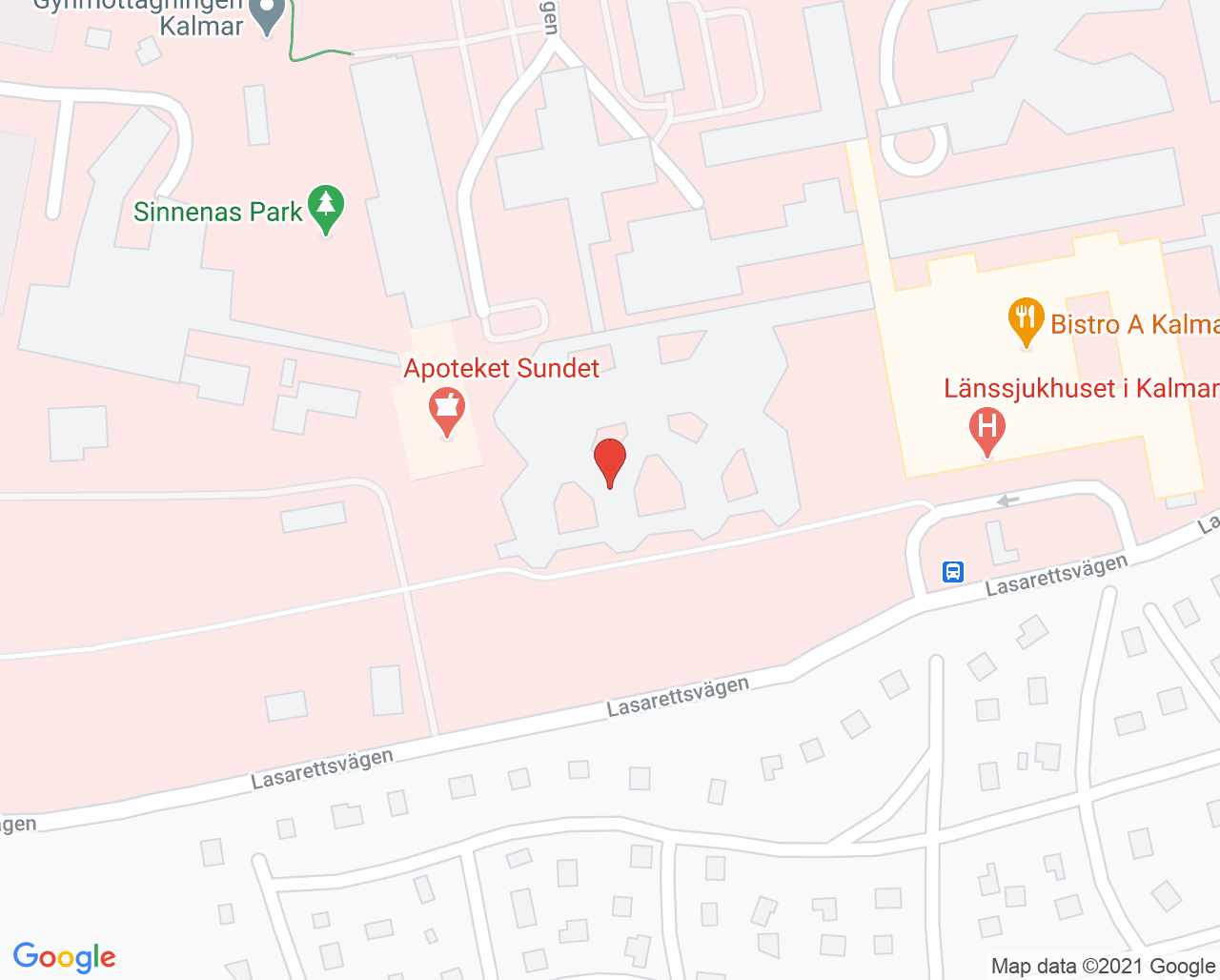 Karta till Fotsjukvårdsmottagningen Kalmar