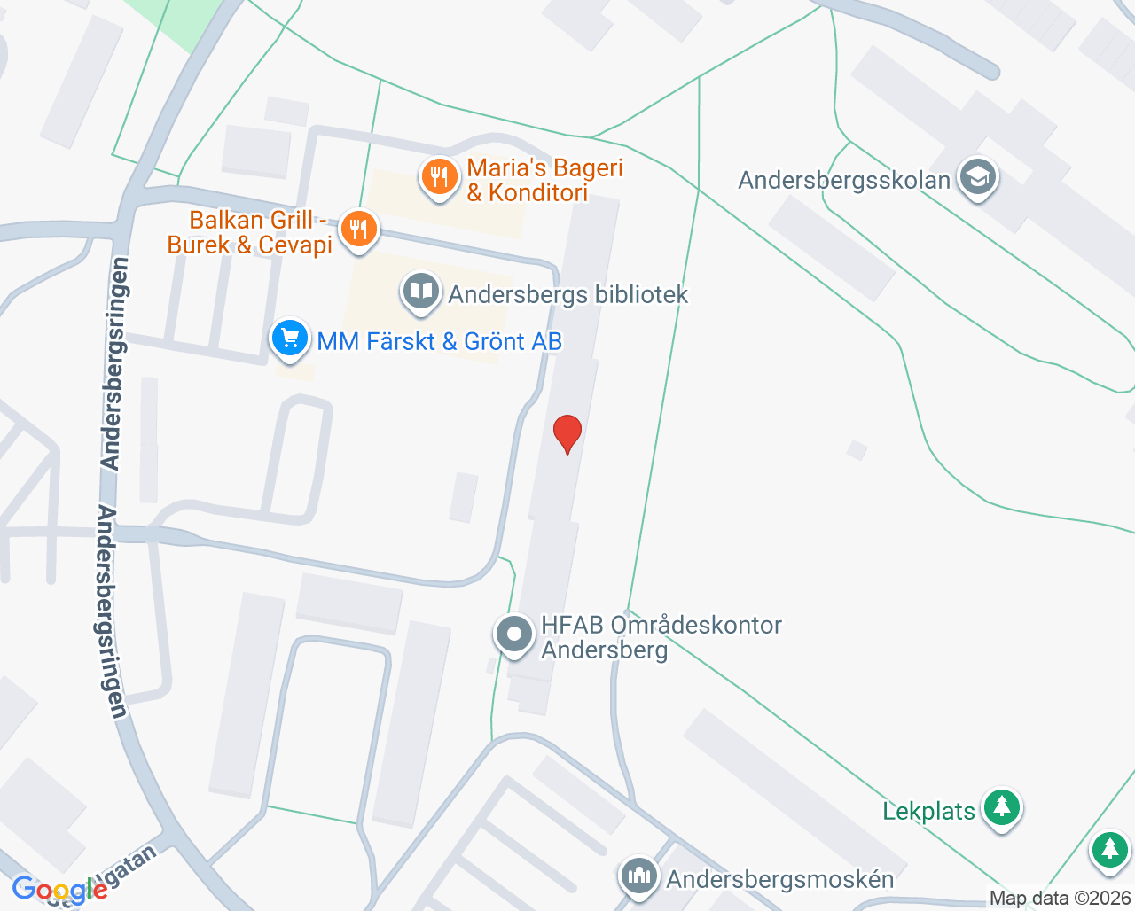 Karta till HE - Andersbergs hemtjänst, Halmstad