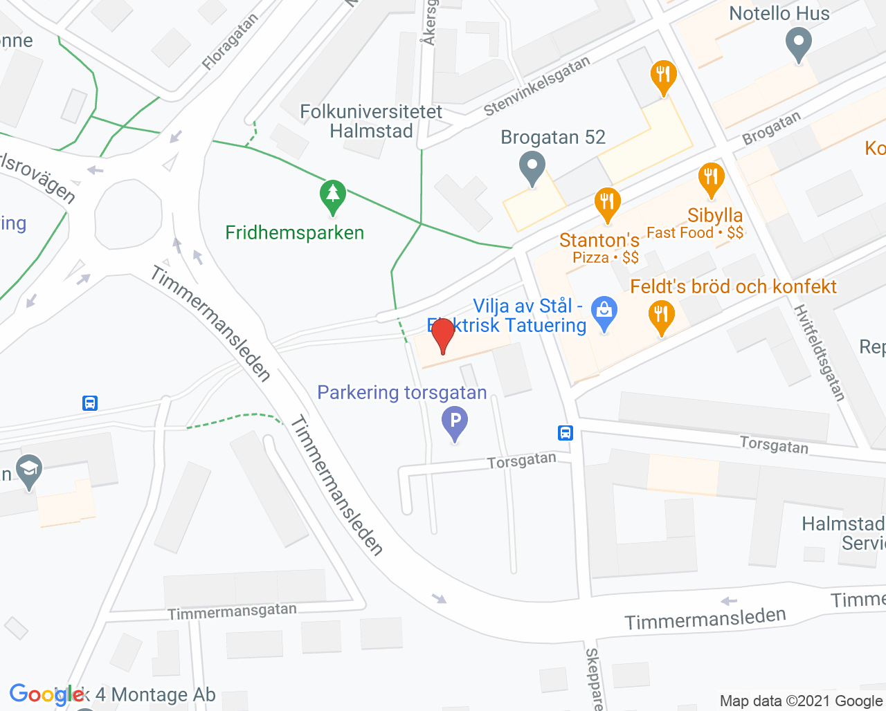 Karta till Akut Rehab, Halmstad