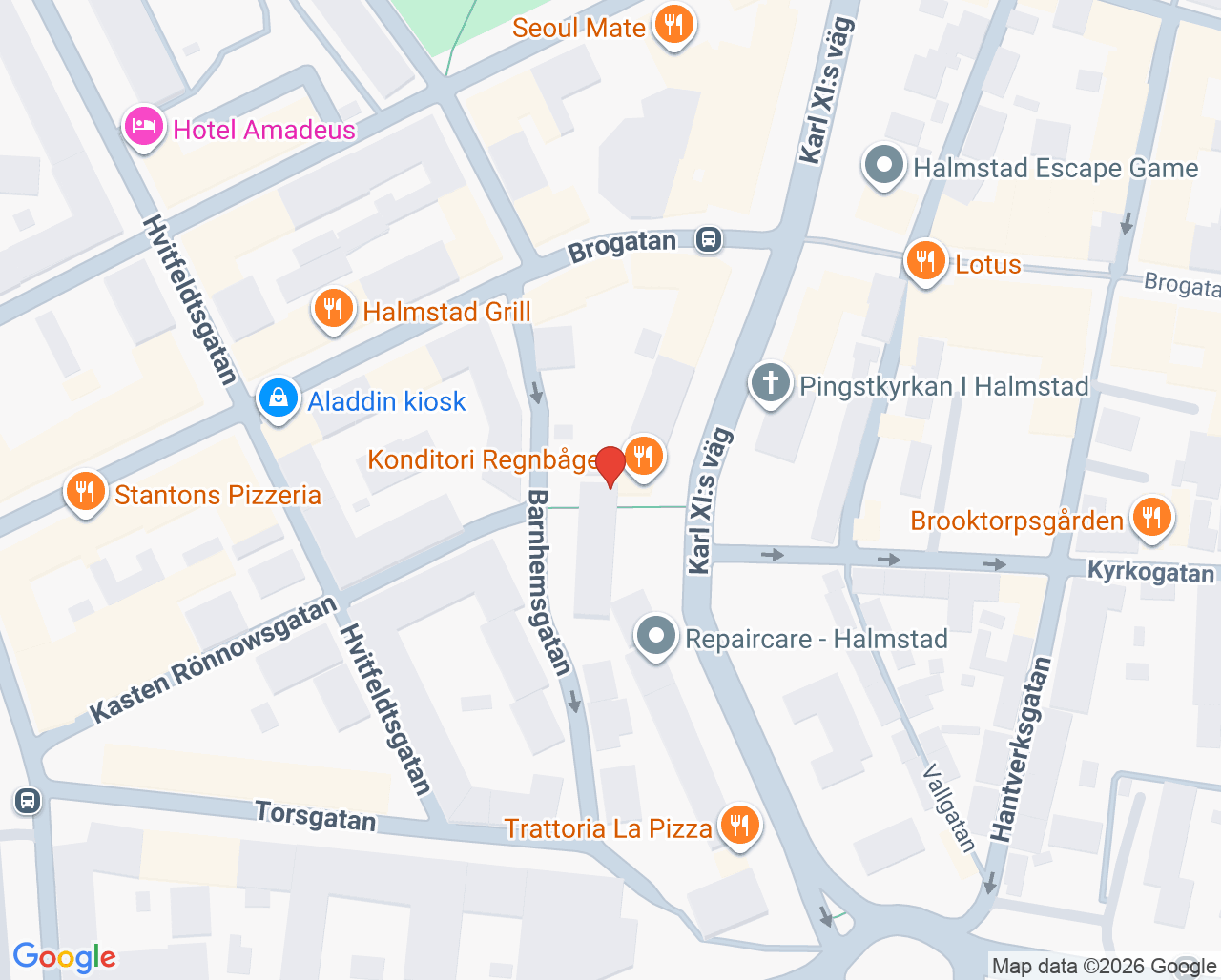Karta till Praktikertjänst AB Fredrik Schriever-Abeln, Halmstad
