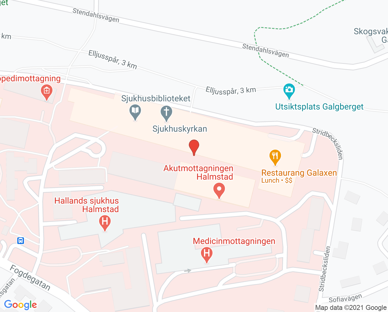 Karta till Uppvakningsenheten Hallands sjukhus Halmstad