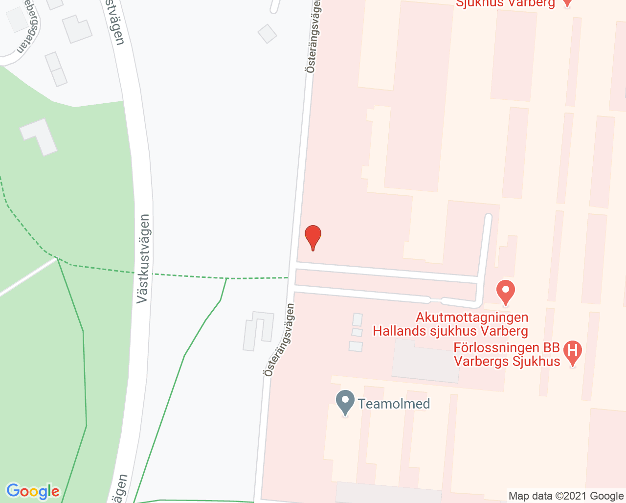 Karta till Avdelning 2A Urologi Hallands sjukhus Varberg