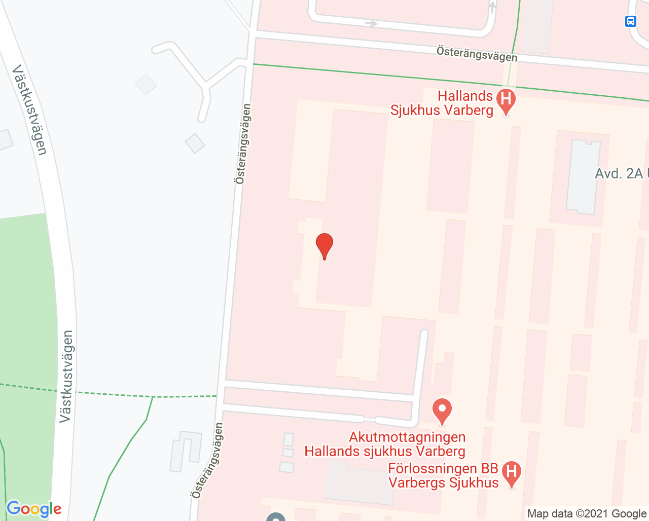 Karta till Intensivvårdsavdelningen Hallands sjukhus Varberg